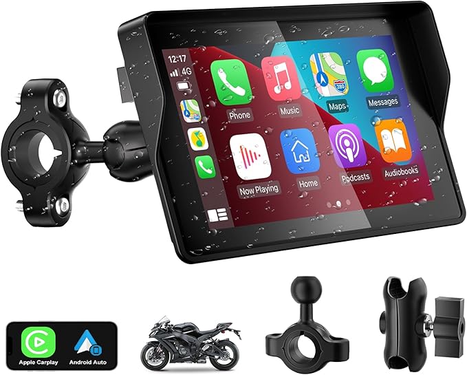 2026 YZW GPS Carplay 5 inch for Motorcycle with Wireless CarPlay & Android Auto,IP67 Waterproof Touch Screen,Carplay Moto,...