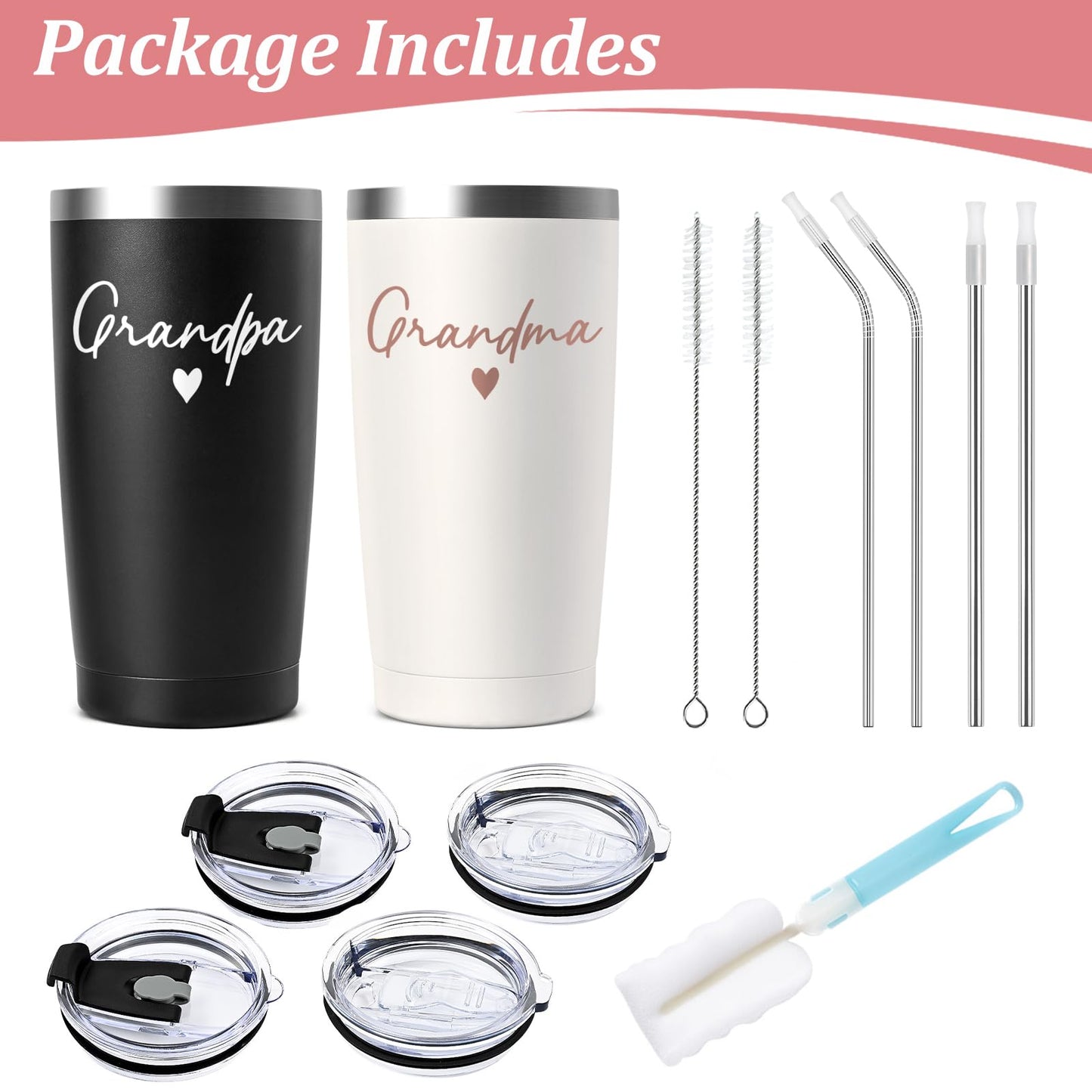 Lifecapido Gifts for Grandparents, Grandparents Gifts, Grandma Grandpa 20oz Tumbler Set, Grandma Grandpa Gift, Grandparent Christmas Birthday Mothers Day Gift for Grandparent