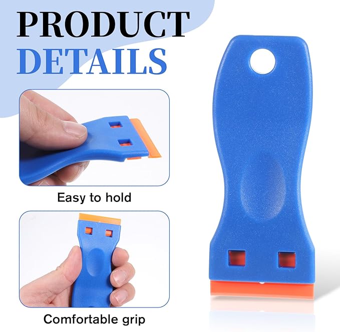 2Pcs Plastic Razor Blade, Plastic Scraper, No Scratches Scrapers Tool Remove Label Decal Tool, Cleaning Scraper Remover for Removal Floor, Decals, Paints