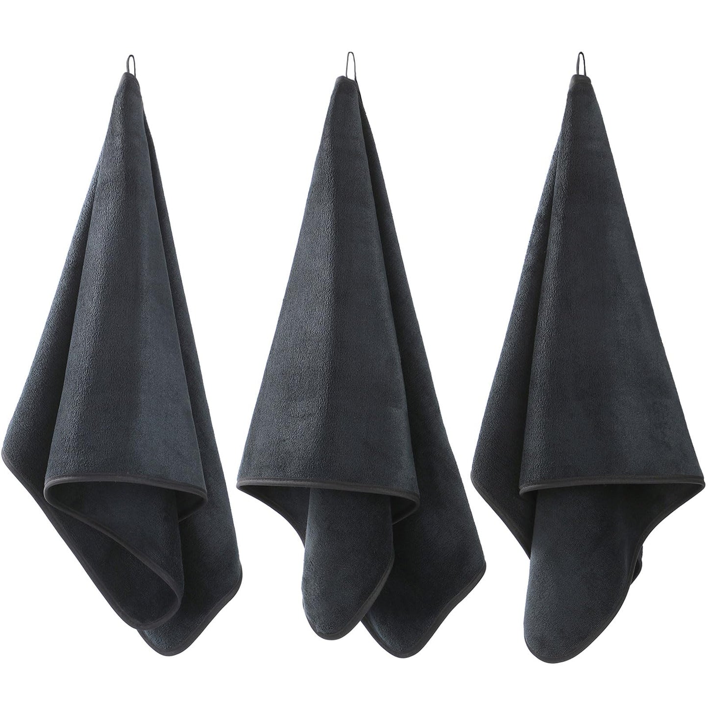 Wuwahold Microfiber Gym Towels Bigger Size Super Soft for Exercise Fitness, Sports, Workout, 380-GSM 15-Inch x 31-Inch Quick-Drying Towels (Black, 3 Pack)