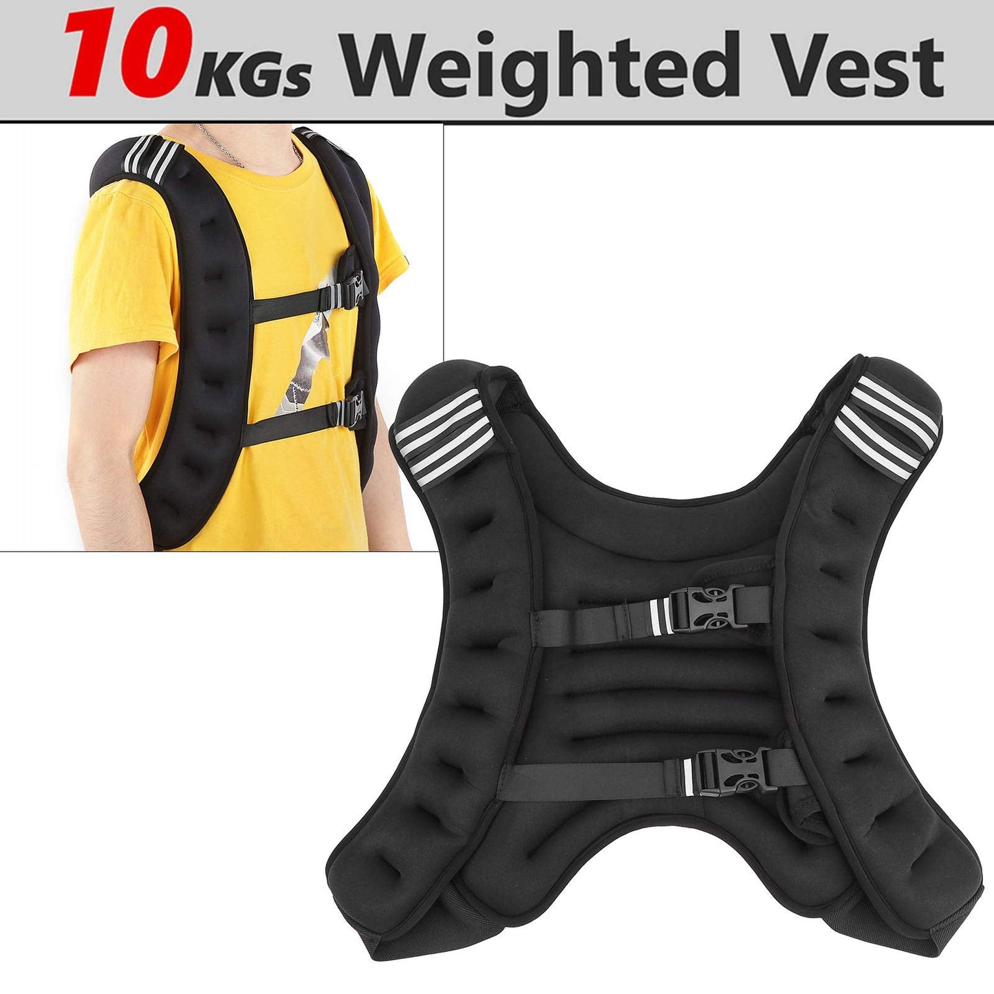 Domary Weighted Vest, Adjustable Fitness Training Vest with Elastic Material and Widened Shoulder Straps for Strength Training and Cardio Workout