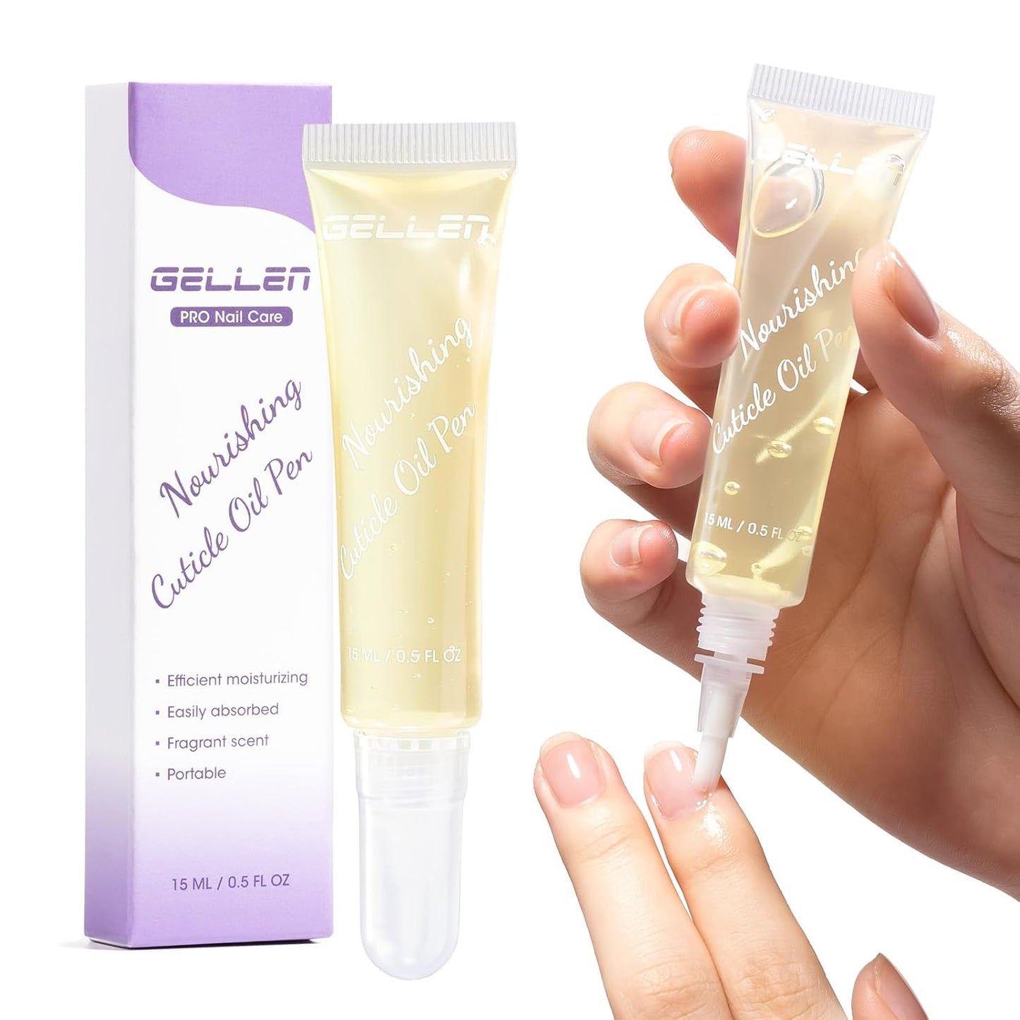 Gellen Cuticle Oil Pen for Nails, Vanilla Nourishing Nail Growth Oil, Jojoba & VE, Soften Cuticles Nails Strengthening, Leak-free Brush Applicator, Pro Nail Care for Brittle Dry Hands