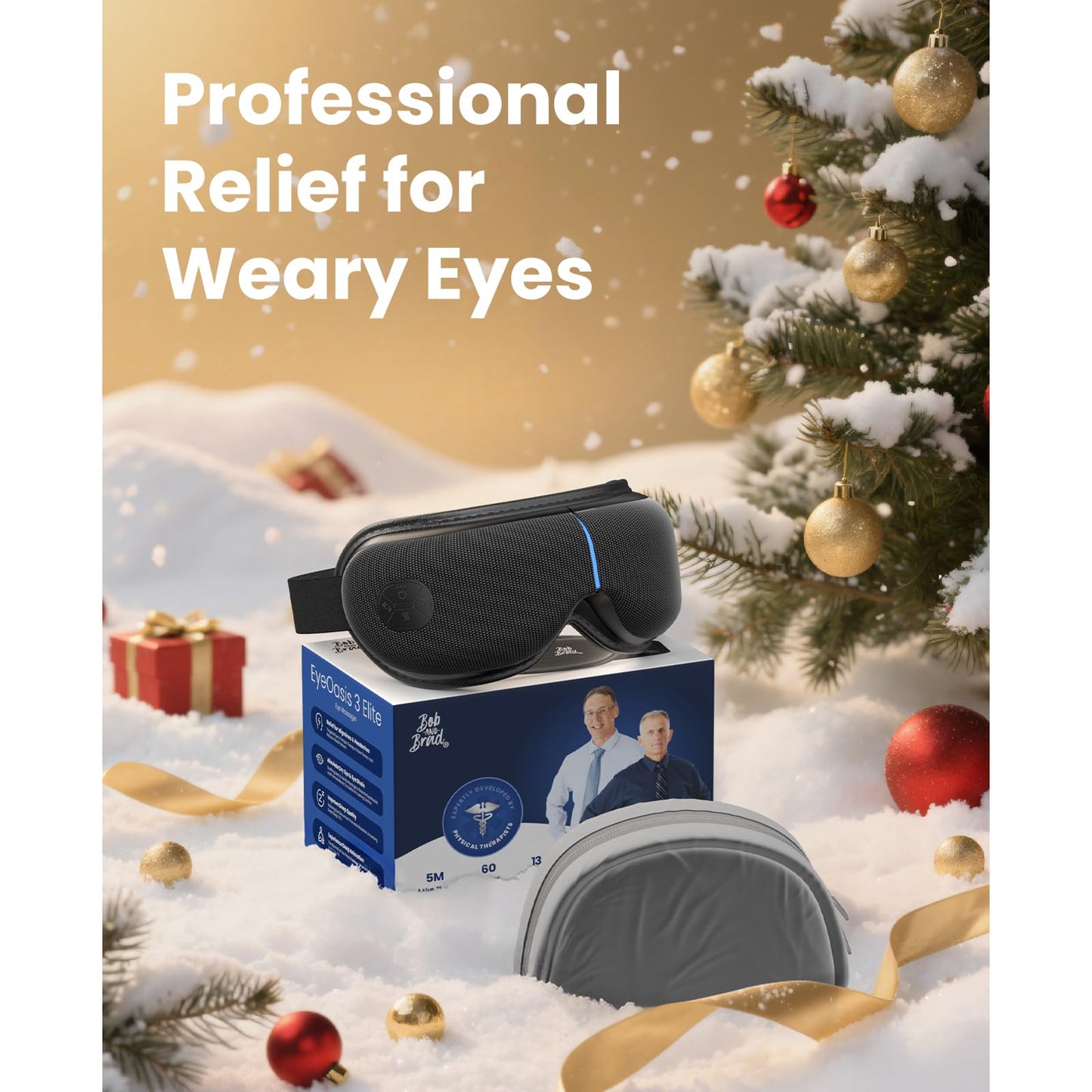 BOB AND BRAD Eye Massager with Heat and Cooling, EyeOasis 3 Elite Smart Eye Mask for Migraines, Heated Face Massager for Dry Eye Migraine Relief, Warm Compress for Eyes Strain Relief