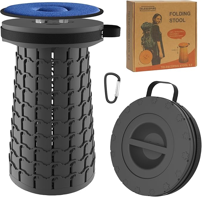 ALEVMOOM XXL Collapsible Stool with Thick Cushion,Taller 19.7" Wider 11.8" Camping Chair More Sturdy Capacity 1000LBS,Port...