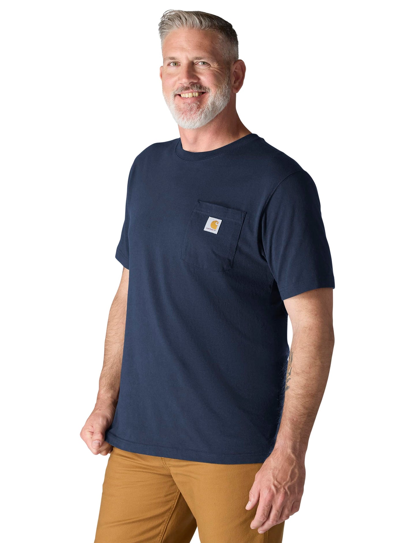 Carhartt Men's Loose Fit Heavyweight Short-Sleeve Pocket T-Shirt, Navy, Large