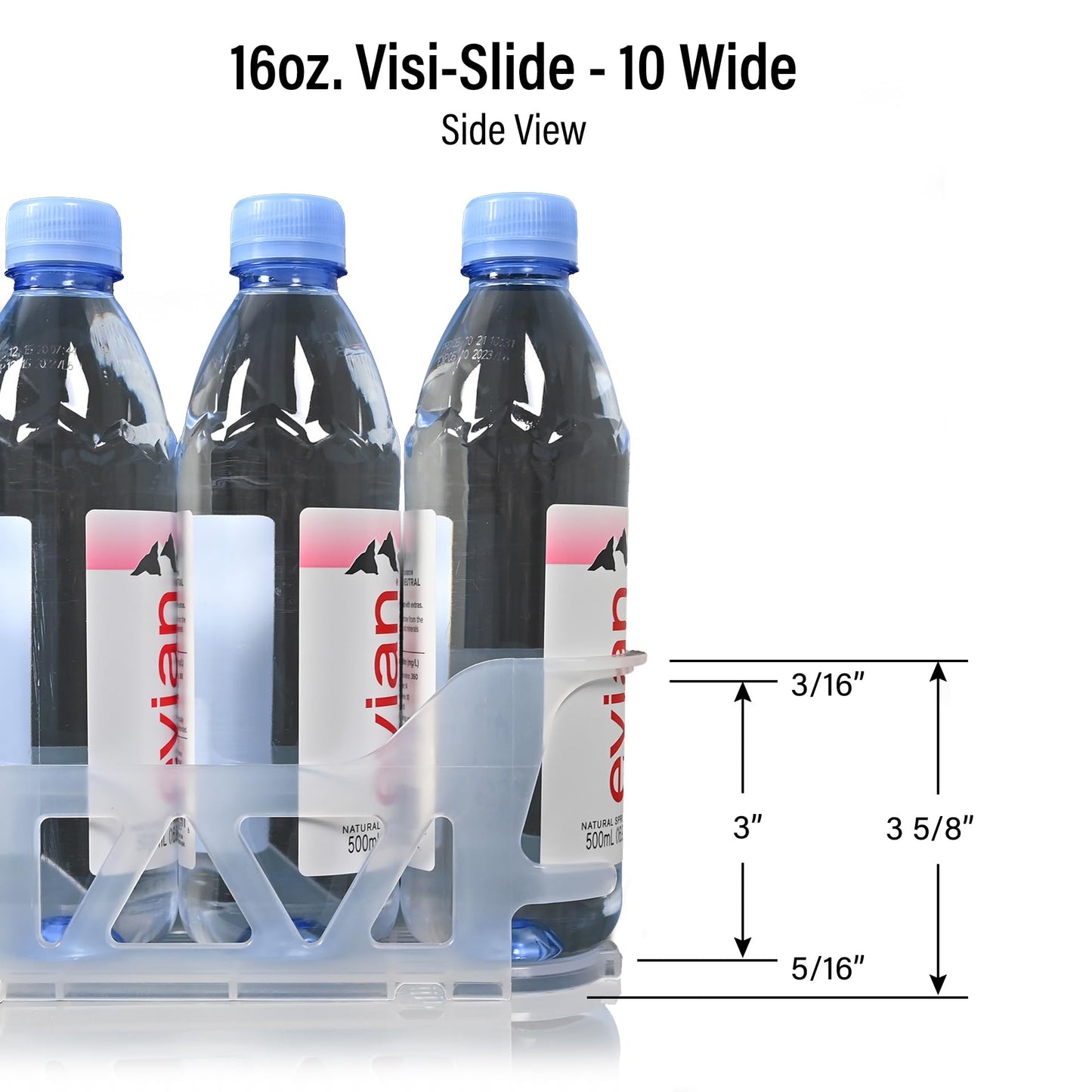 Display Technologies Visi-Slide Gravity Fed Organizer for 12/16oz high ring Beverages on flat and angled shelves in Cold Vaults & Coolers (Pack of 6)