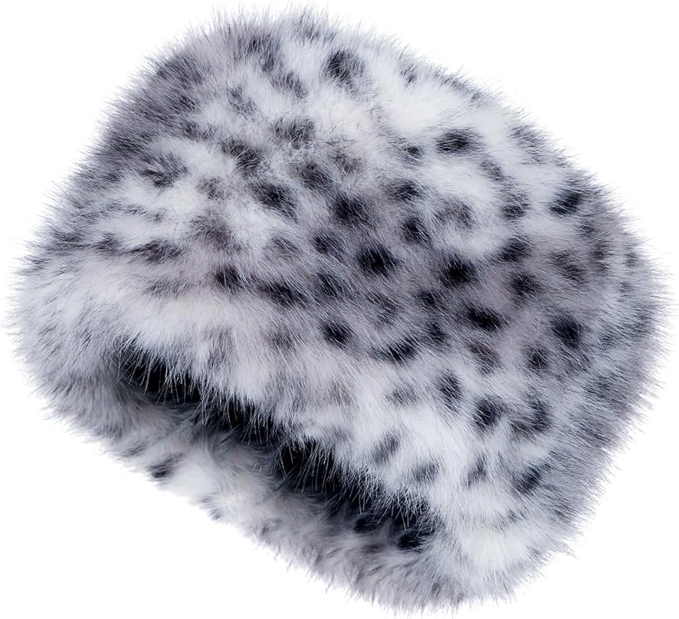 LA CARRIE Women's Faux Fur Hat for Winter with Stretch Cossack Russian Style White Warm Cap