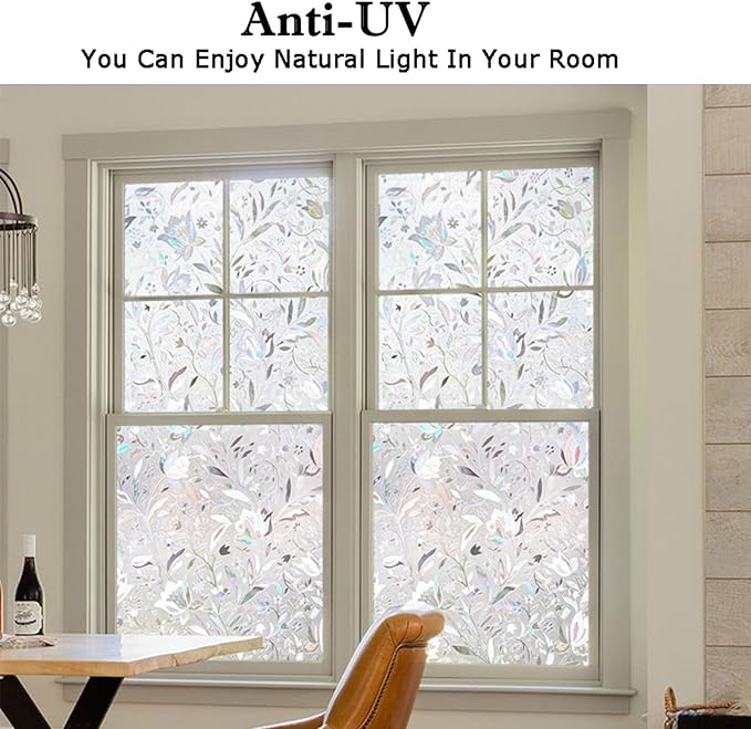 Kromapolis Window Film, Window Privacy Film, Window Vinyl Glass Covering, Stained Glass Decorative Film, Window Film Privacy Frosted Static Clings, Non-Adhesive, No-Glue (23.6 x 118.1 inch)