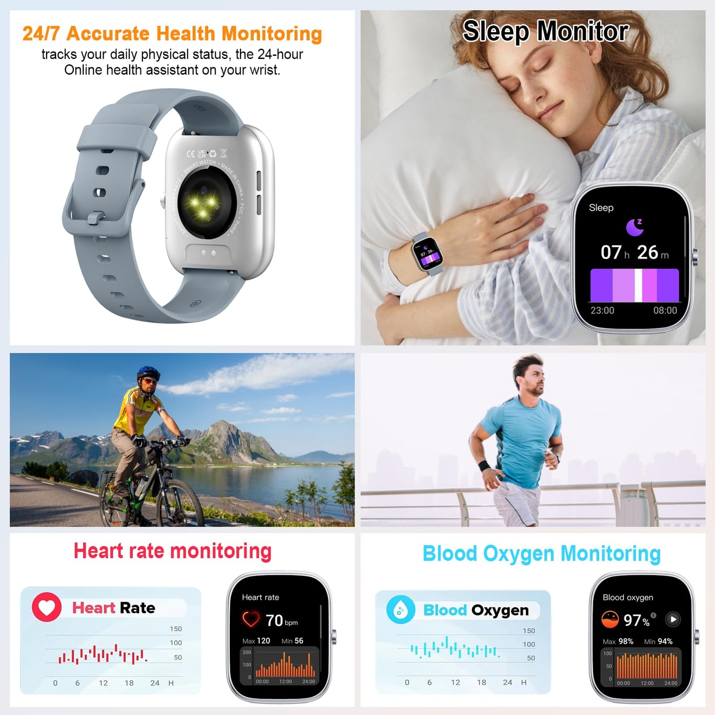 Smart Watch For Men Women (Answer/Make Call), 2024 Hd 1.91 Smartwatch Fitness Activity Tracker, 110+ Sports Ip68 Waterproof, Hea