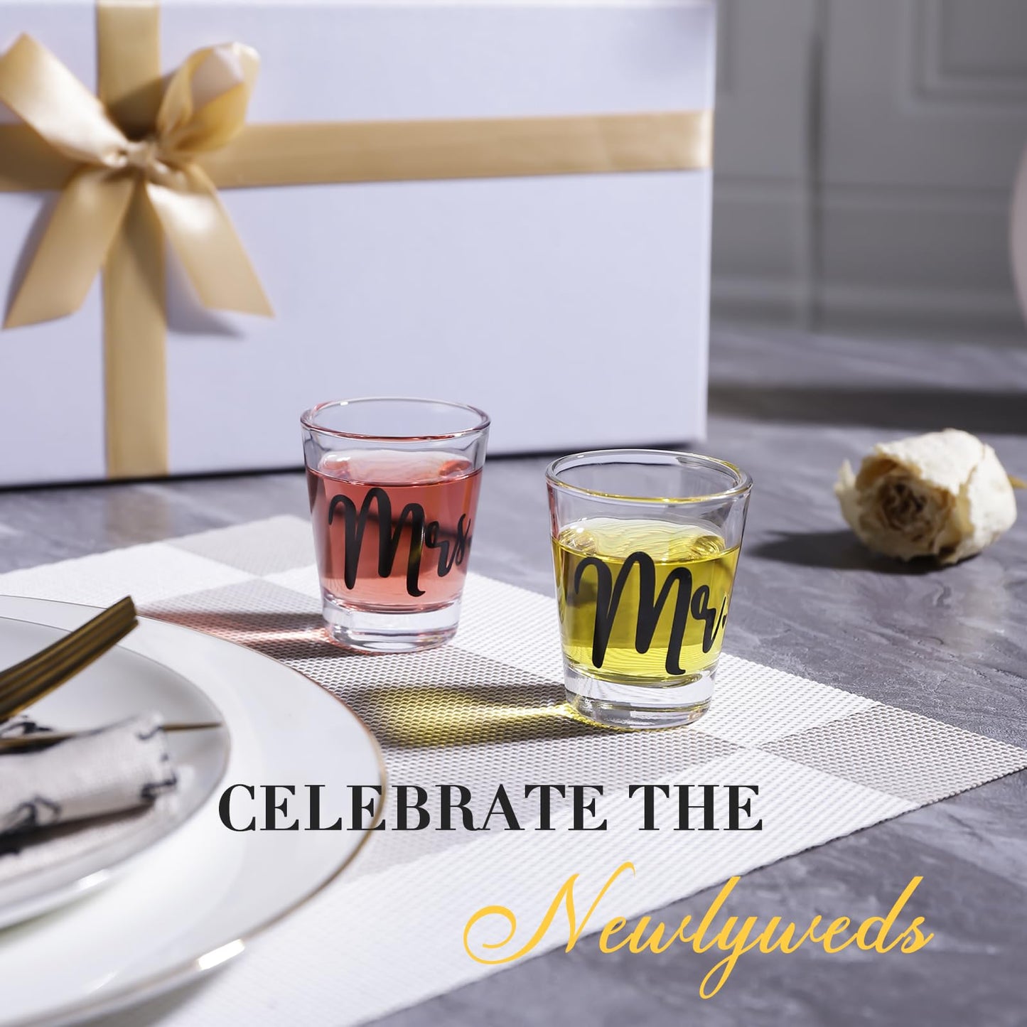 JOVGANK Wedding Gifts for Couples 2025, Bridal Shower Gifts, His and Hers Glass, Mr and Mrs Glass, Drinking Glasses Set, Hubby and Wifey Gift, Couples Gift for Bride and Groom