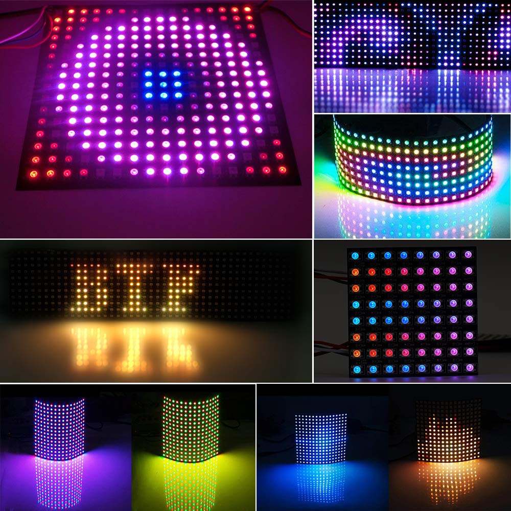 BTF-LIGHTING 2 Pack WS2812B ECO RGB Alloy Wires 5050SMD Individual Addressable 16X16 256 Pixel LED Matrix Flexible FPCB Full Color Works with WLED,SP802E Controllers Image Video Text Display DC5V