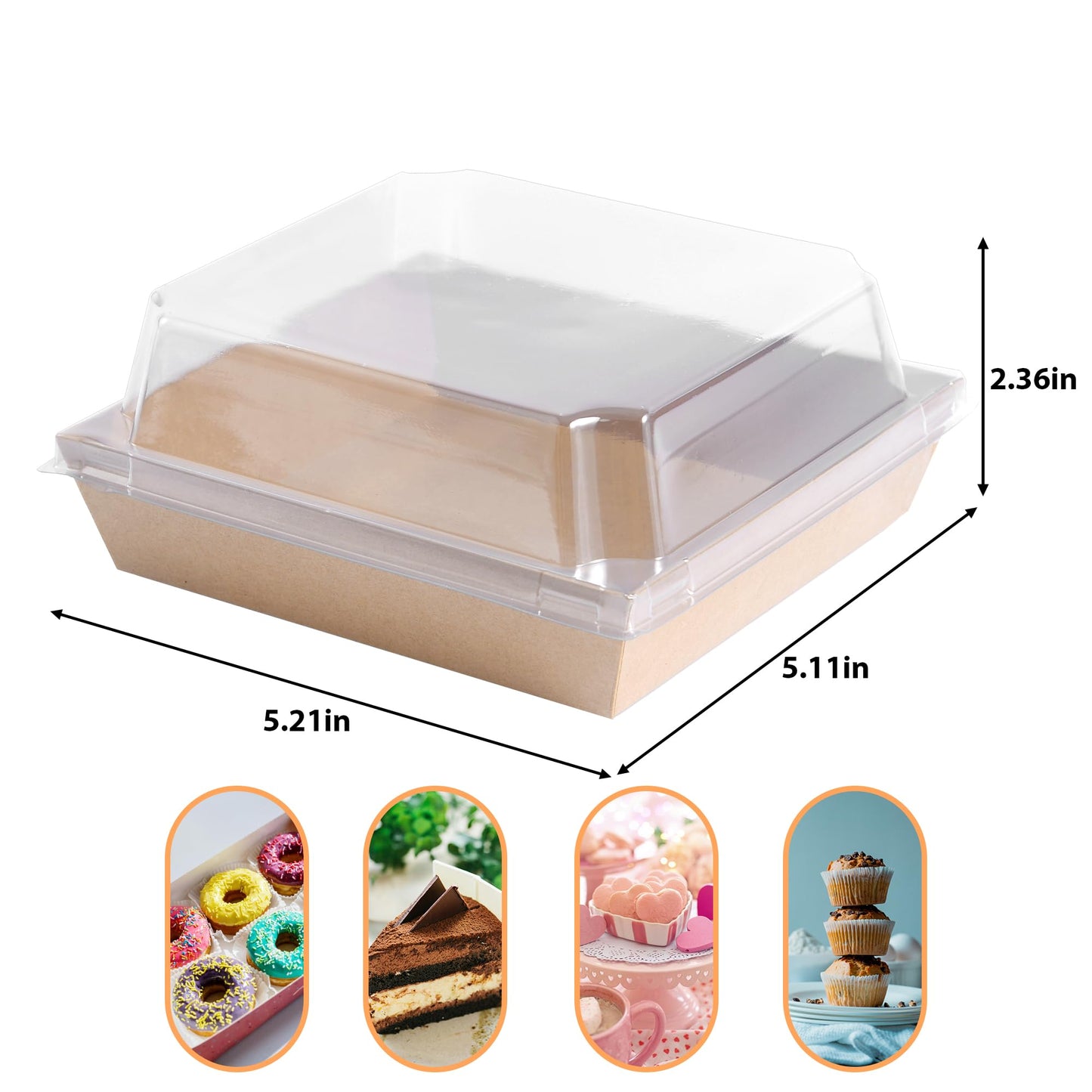 YaCCHLuu Charcuterie Boxes with Clear Lids (50 Pack),Mini Charcuterie Containers,To Go Paper Small Charcuterie Boxe,Disposable Food Box Container - Pastry,Cookie,Sandwich, Cake,Dessert,Snack