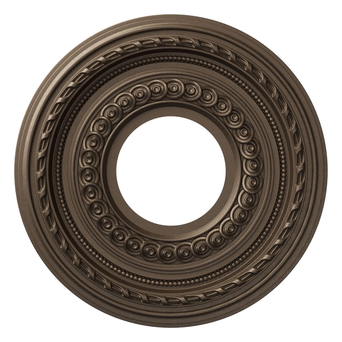 Ekena Millwork 10Od X 3 1/2Id X 3/4P Cole Thermoformed Pvc Ceiling Medallion (Fits Canopies Up To 4 1/4), Ultracover Satin Londo