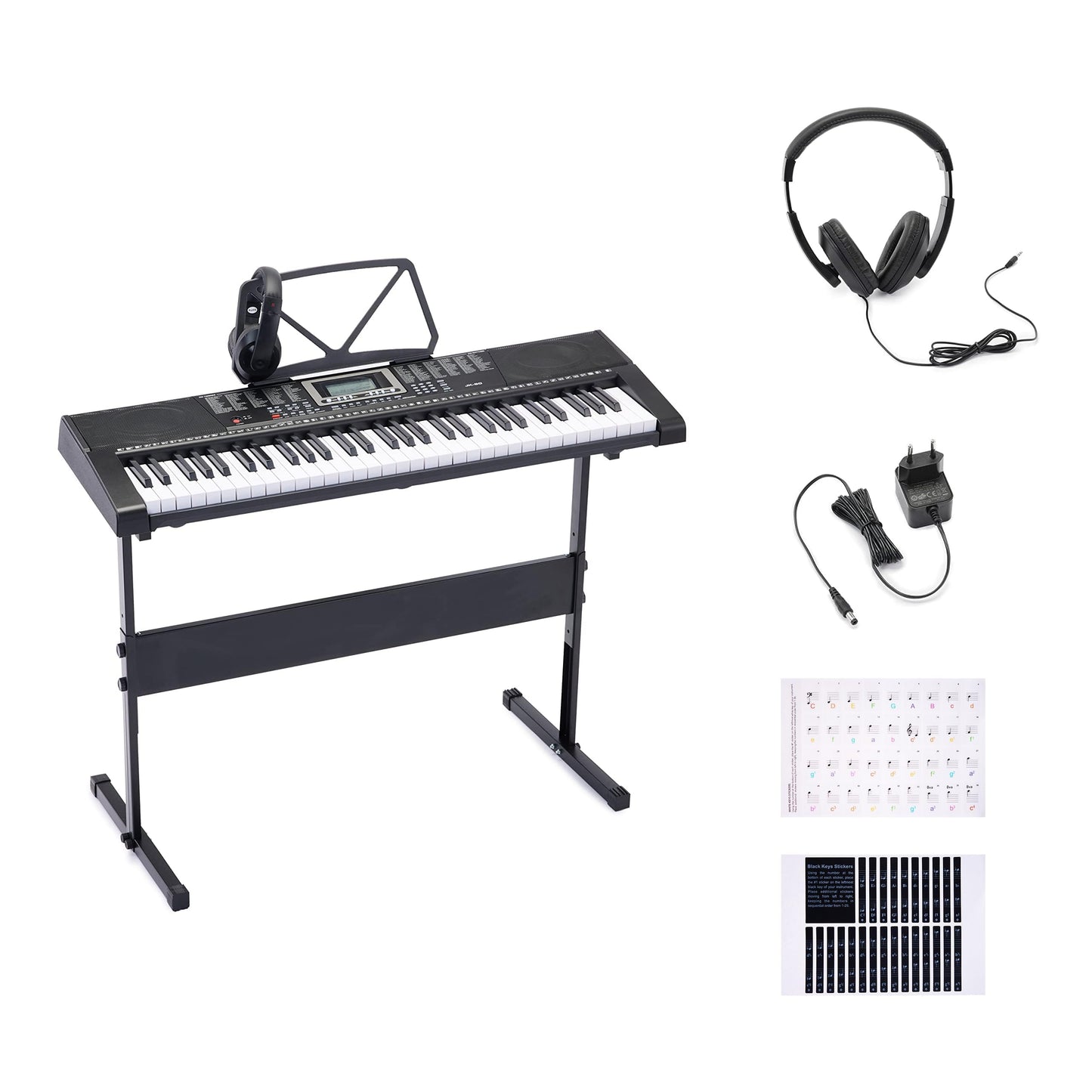 Amazon Basics Portable Electric Keyboard Piano with 61 Full Size Keys, Built-in Speakers, Songs for Learning, Digital Piano, Black