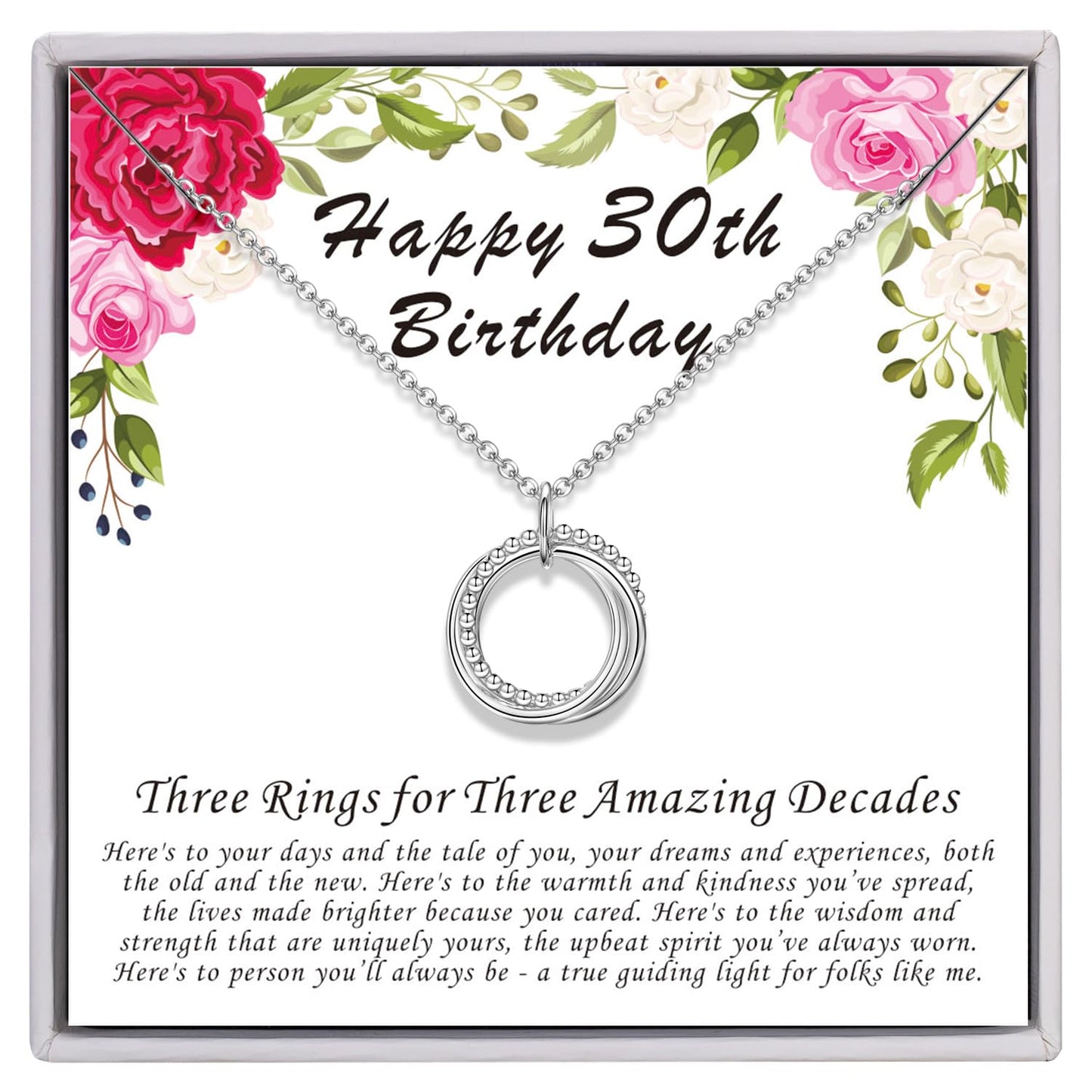 AM ANNIS MUNN 30th Birthday Gifts for Her, 925 Sterling Silver Necklace 30th Birthday Gifts for Women Circles Women Necklace Jew