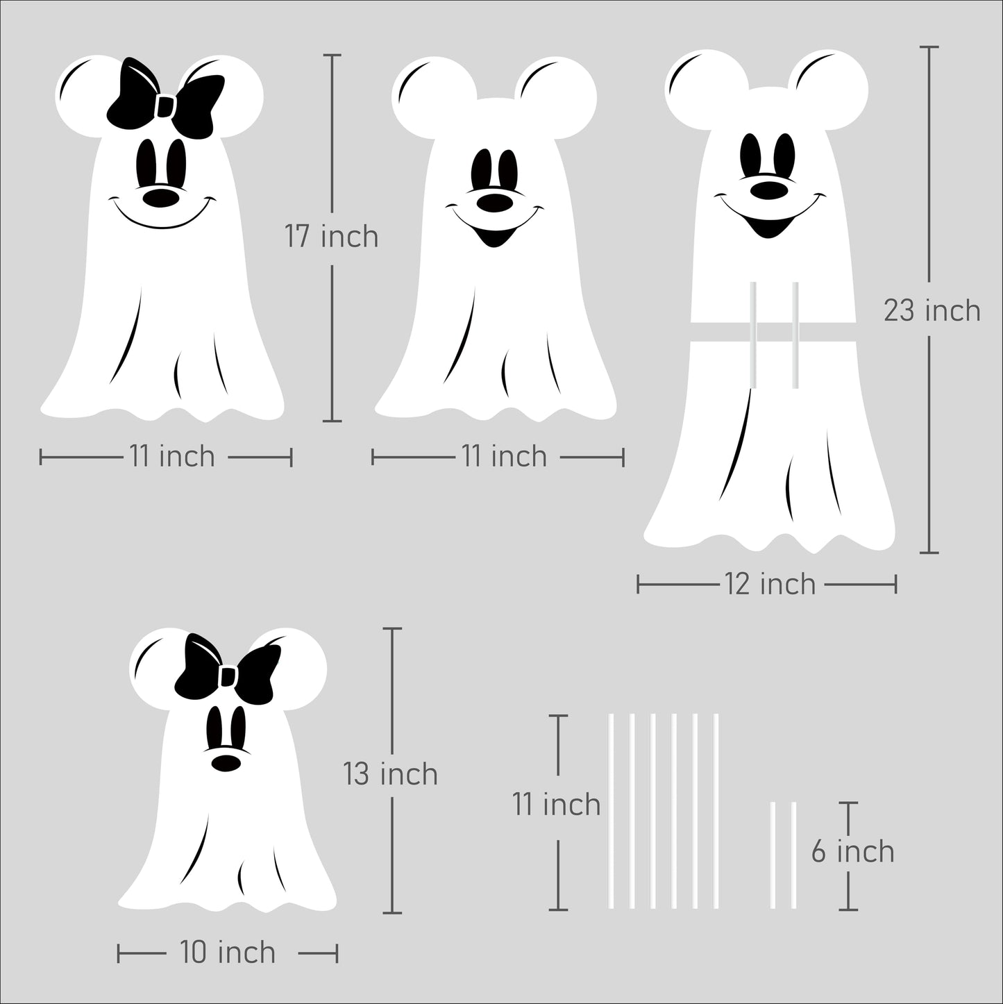 FunAcce Halloween Yard Signs with Stakes, Cute Ghost Decorations Outdoor 4ct, White Plastic Sign Scary Cute Party Outside Decor