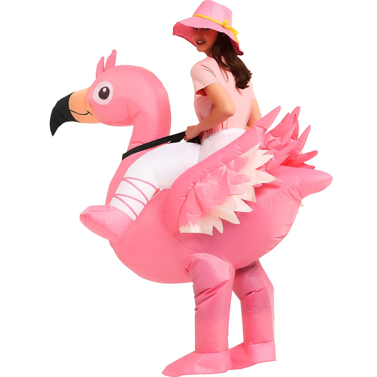 One Casa Inflatable Flamingo Costume Riding On Flamingo Air Blow up Funny Fancy Dress Party Halloween Costume for Adult