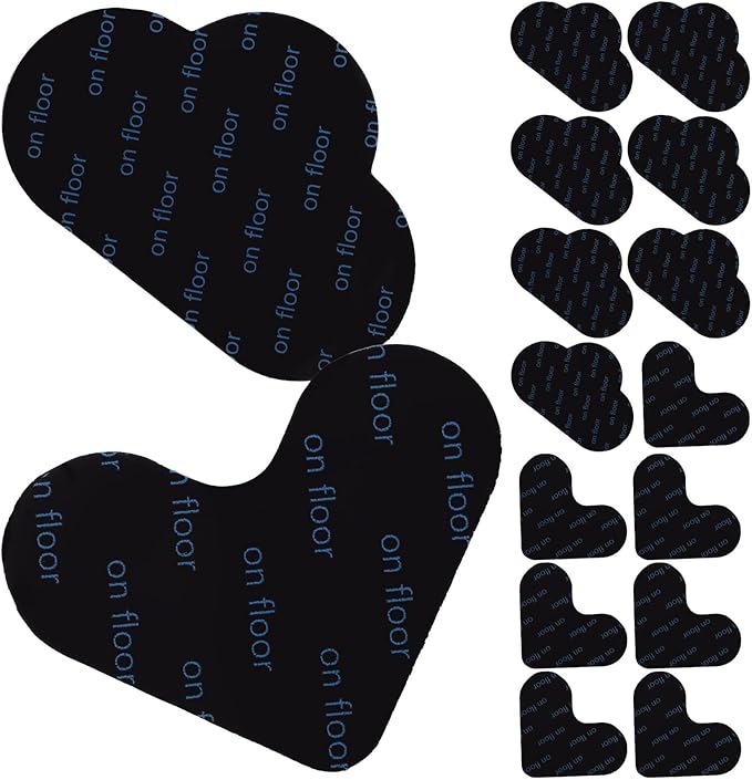 16 Pcs Non Slip Rug Sticker Grippers for Hardwood Floors and Tiles Reusable Washable Carpet Holders with Heart and Cloud Shapes to Keep Area Rugs Flat and Secure