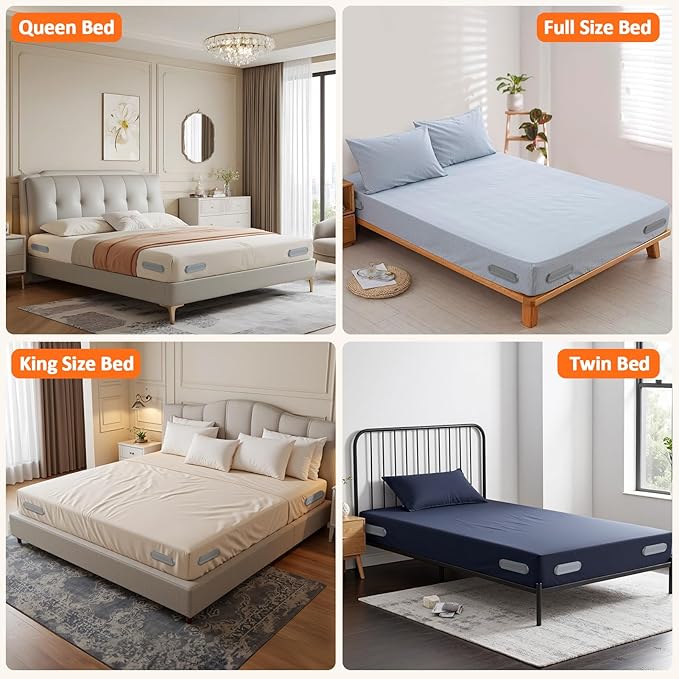 Bed Sheet Holders for Corners: 4Pcs Fitted Sheet Holder with Locks, Sheet Clips Fits Mattress, Upgrade Sheet Holders Keep Sheets Firm & Tight, Heavy Duty Sheet Fasteners
