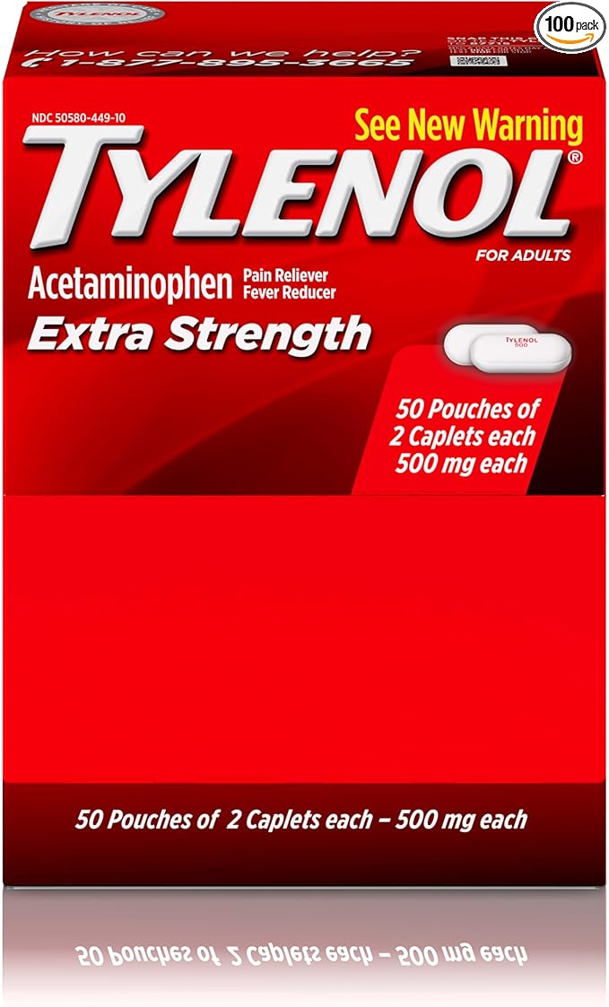 Tylenol Extra Strength Acetaminophen Caplets, 500 mg, Pain Relief & Fever Reducer for Headache, Backache, Toothache, Menst...