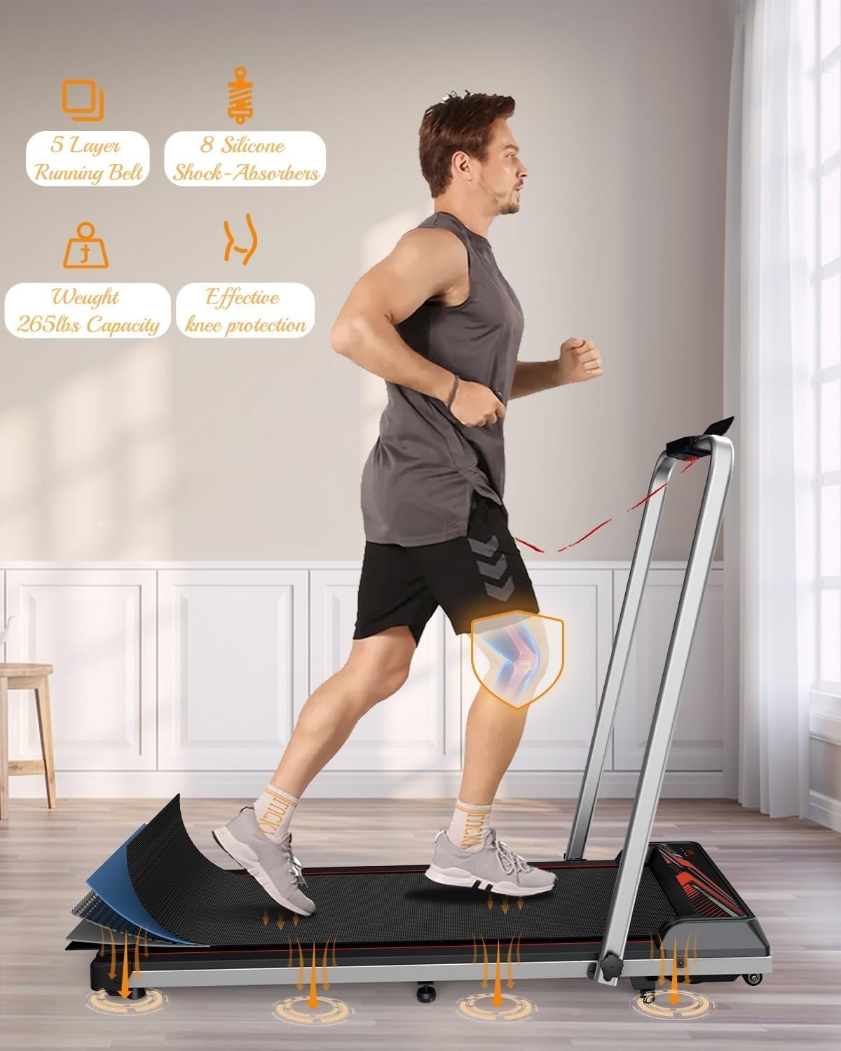 RIVANO Walking Pad Treadmill, 2 in 1 Folding Walking Pad with Incline, Portable Under Desk Treadmill for Home Office Use, Wide Walking Pad with Remote Control, Smart App, Workout Equipment Screen