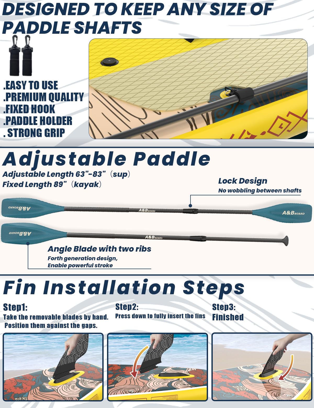 ABBOARD Inflatable Stand Up Paddle Board - 11 Ft Extra Wide Fishing Paddleboard with Sup Accessories for Beginner Adults Youth