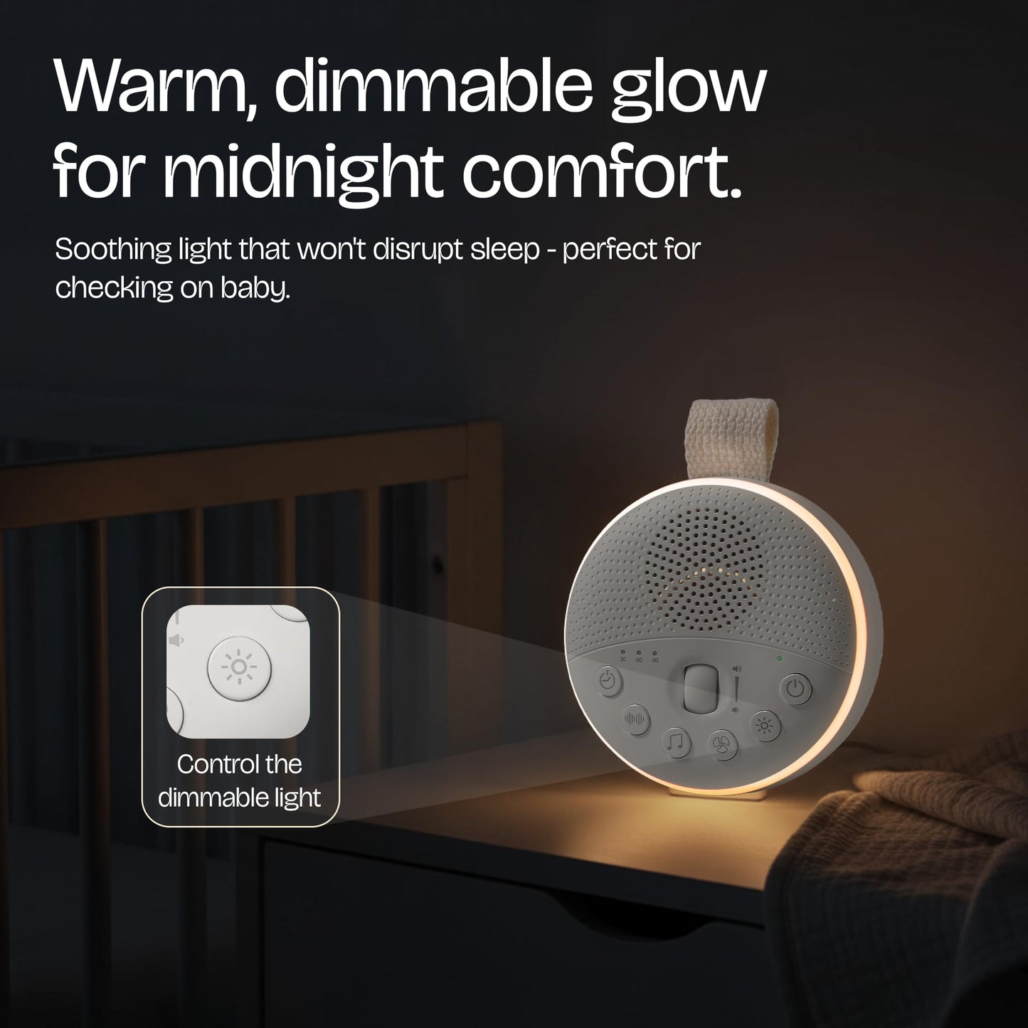 White Noise Machine for Baby & Adults with 21 Relaxing Sounds & Adjustable Night Light, Rechargeable & Portable Sleep Aid for Home & Travel