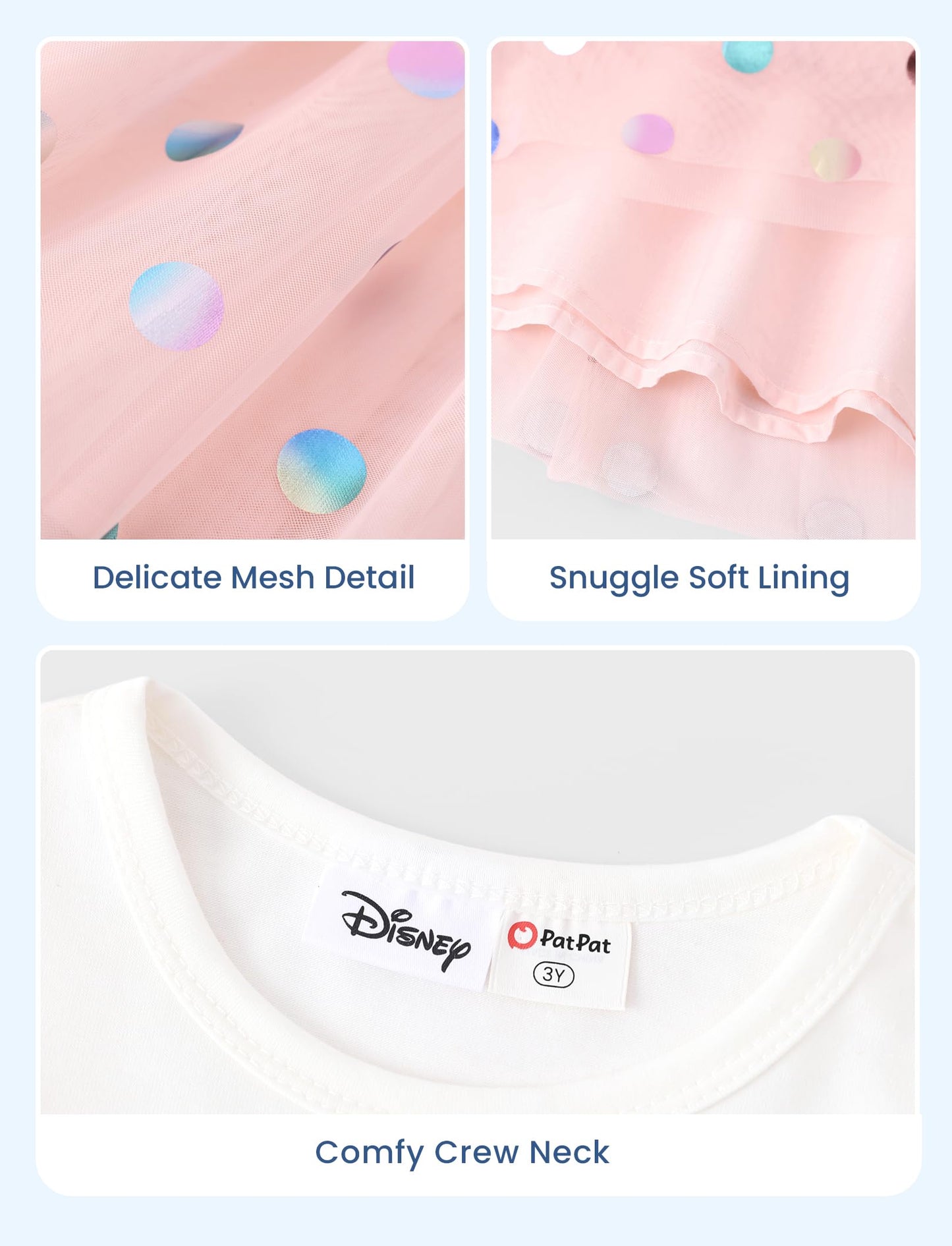 Disney Lilo & Stitch Dress Toddler Girls A-Line Long Sleeve Polka Dot Double-Layered Tulle Winter Fall Clothes Kids Birthday Gift Party Outfit 4-5T