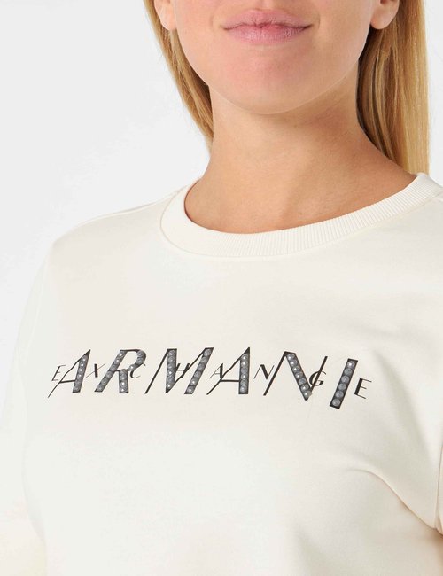 Armani Exchange Women's French Terry Studded Logo Pullover Sweatshirt, Iso, Large