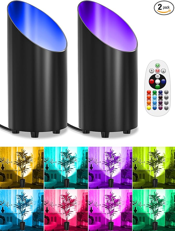 ZUCKEO RGB Spotlight Indoor Uplights 5W Floor Can Light Up Accent Lighting, LED Color Changing Spot Lights for Home Plant ...