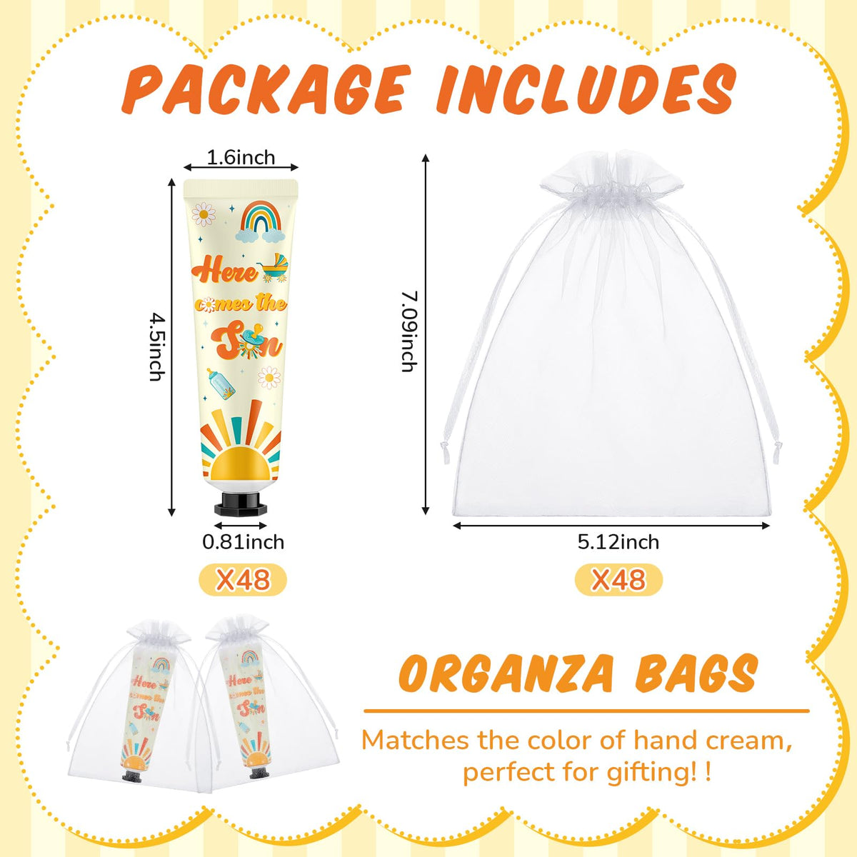 Swiffen 48 Sets Baby Shower Hand Cream Bulk Here Comes the Son Baby Shower Favors Bridal Thank You Hand Cream for Guests Travel
