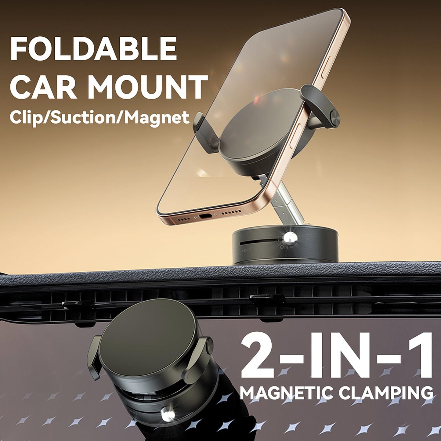 Keledz Vacuum Magnetic Suction Phone Holder, 360Adjustable And Retractable Suction Cup Phone Mount For Car/Gym/Mirror/Smooth Sur