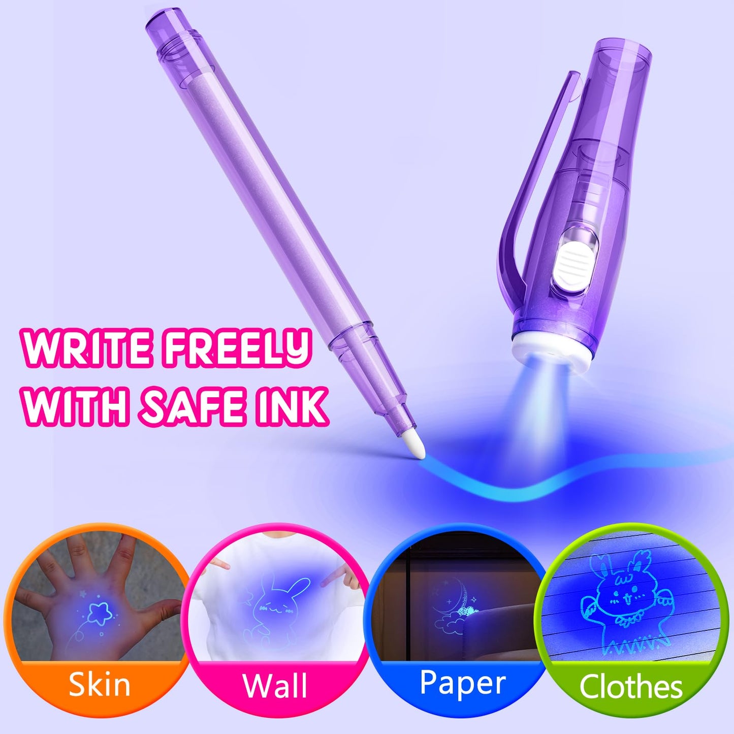 JIMMIDDA Invisible Ink Pen Spy Game for Kids, Party Favors Toys for Girls Boys, Magic Markers for Boys Girls Fun Outdoor Toys, Birthday for 6-13 Year Old Girls Boys (8PCS)