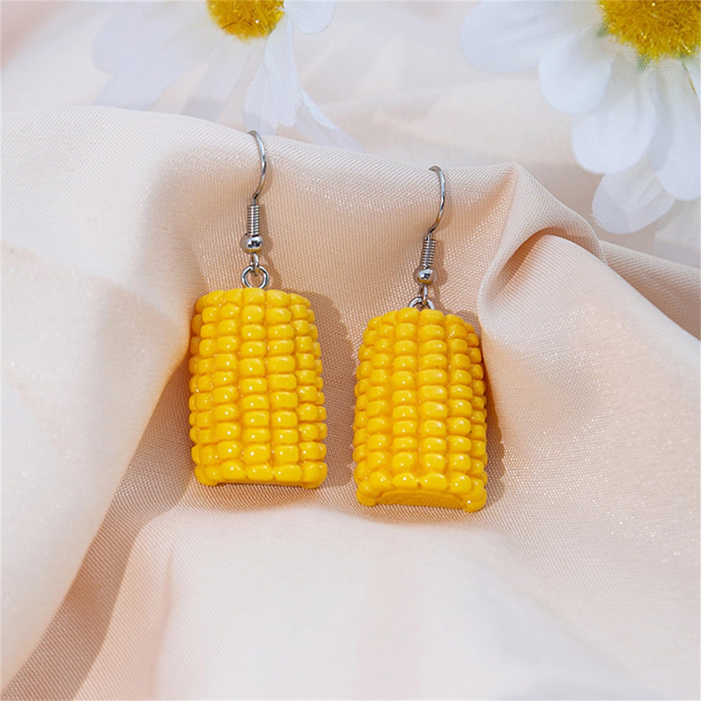 MALOYANVE Corn Earrings for Women 3D Funny Resin Handmade Lightweight Statement Lifelike Food Dangle Drop Earrings Thanksgiving Day Holiday Jewelry Gifts (Long)
