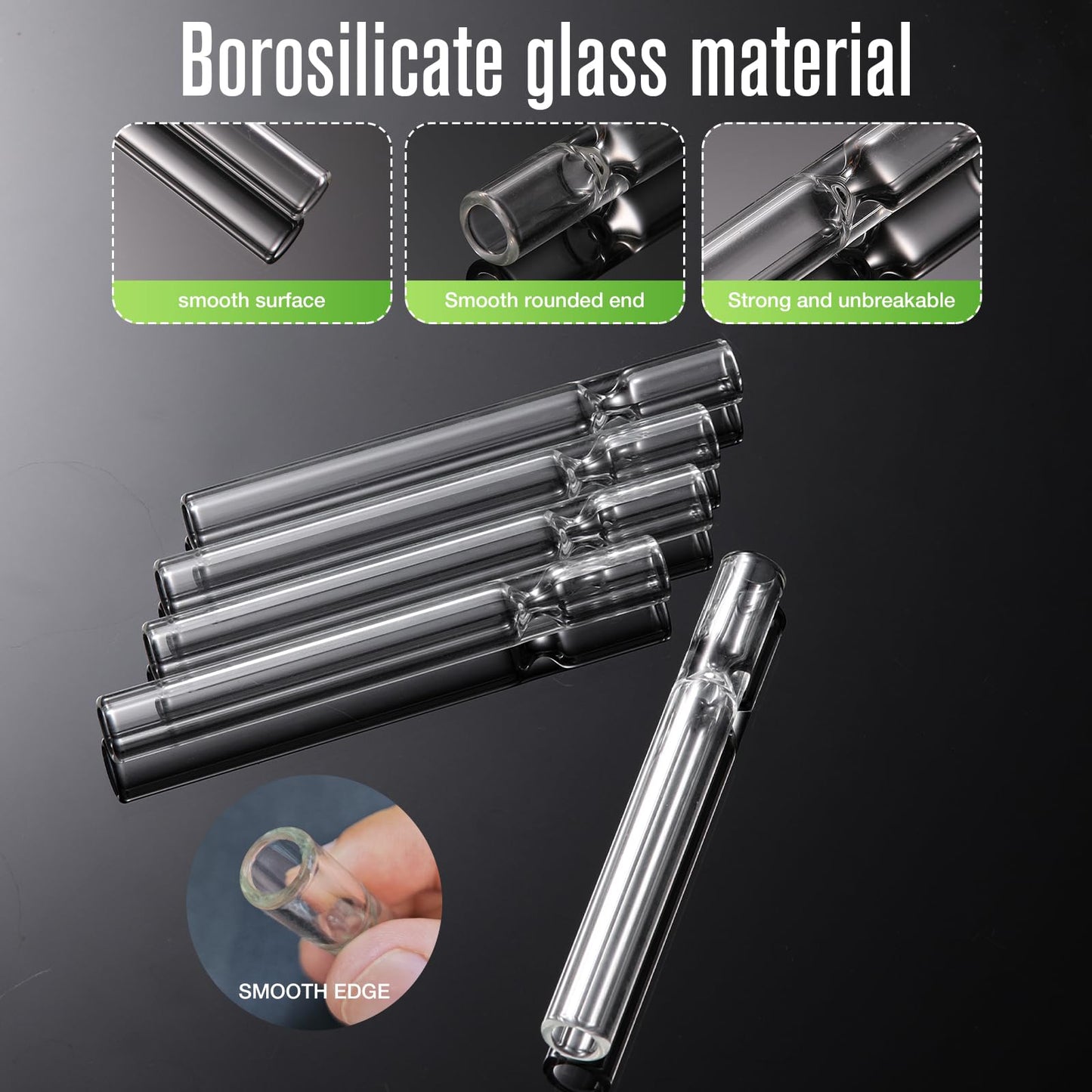 HONKID 5-Piece Borosilicate Glass Tubes for Blowing, Lab, DIY, and Industrial Use, 4 Inch (10 cm) Long,1.5mm Wall Thickness, Fire-Polished Ends, High Heat Resistance, Acid and Alkali Resistant