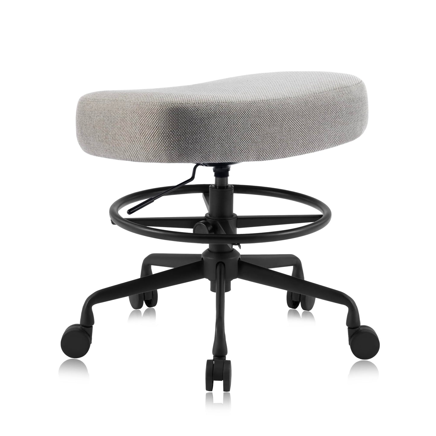DR.LOMILOMI Pneumatic Swivel Rolling Saddle Stool 504 Kalea with Adjustable Foot Ring for Clinic SPA Tattoo and Home (Urban Taupe, Standard)