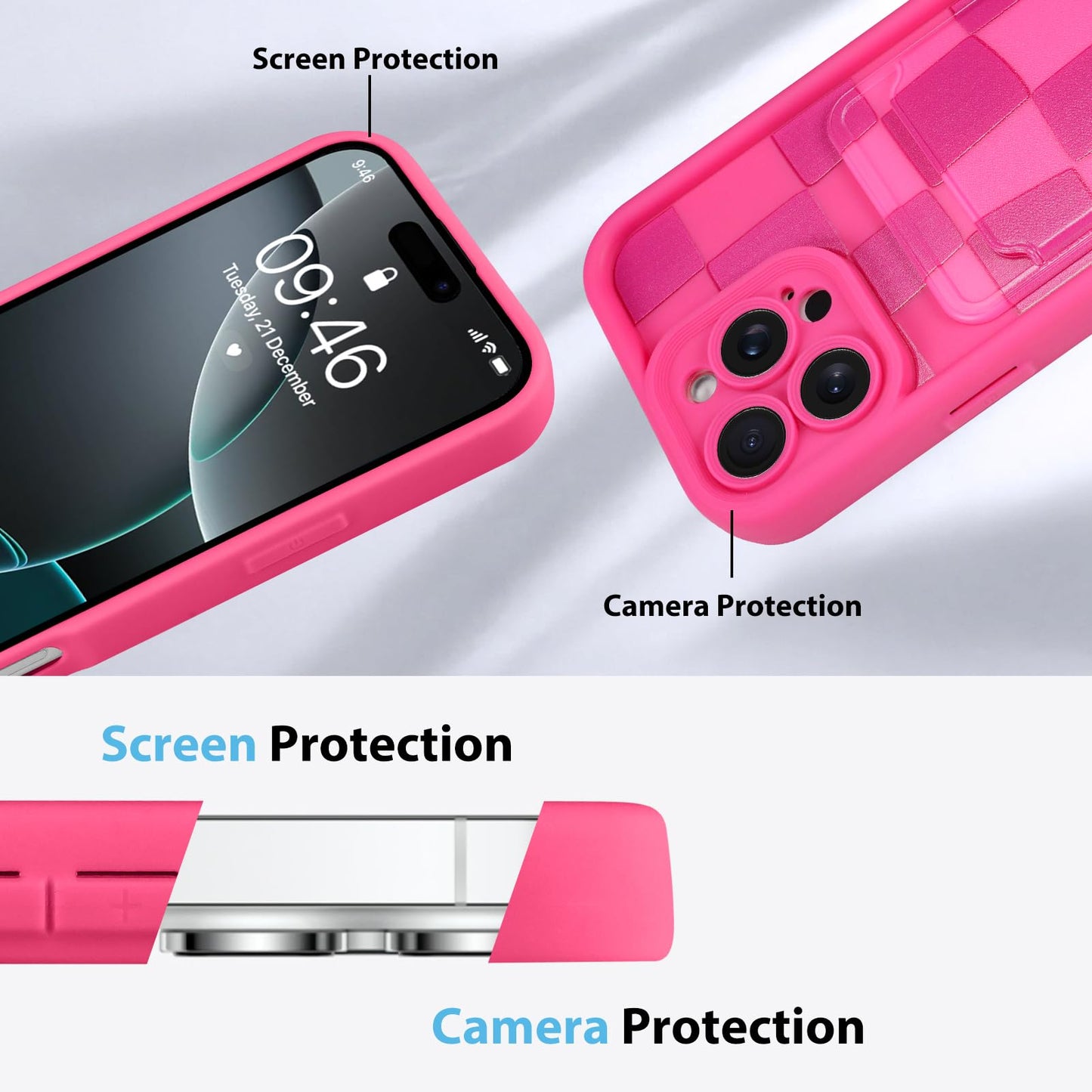 Kanghar Compatible With Iphone 16 Pro Max Case, Wallet Silicone Checkered Cute Pattern, Card Holder Camera Protection Soft Slim