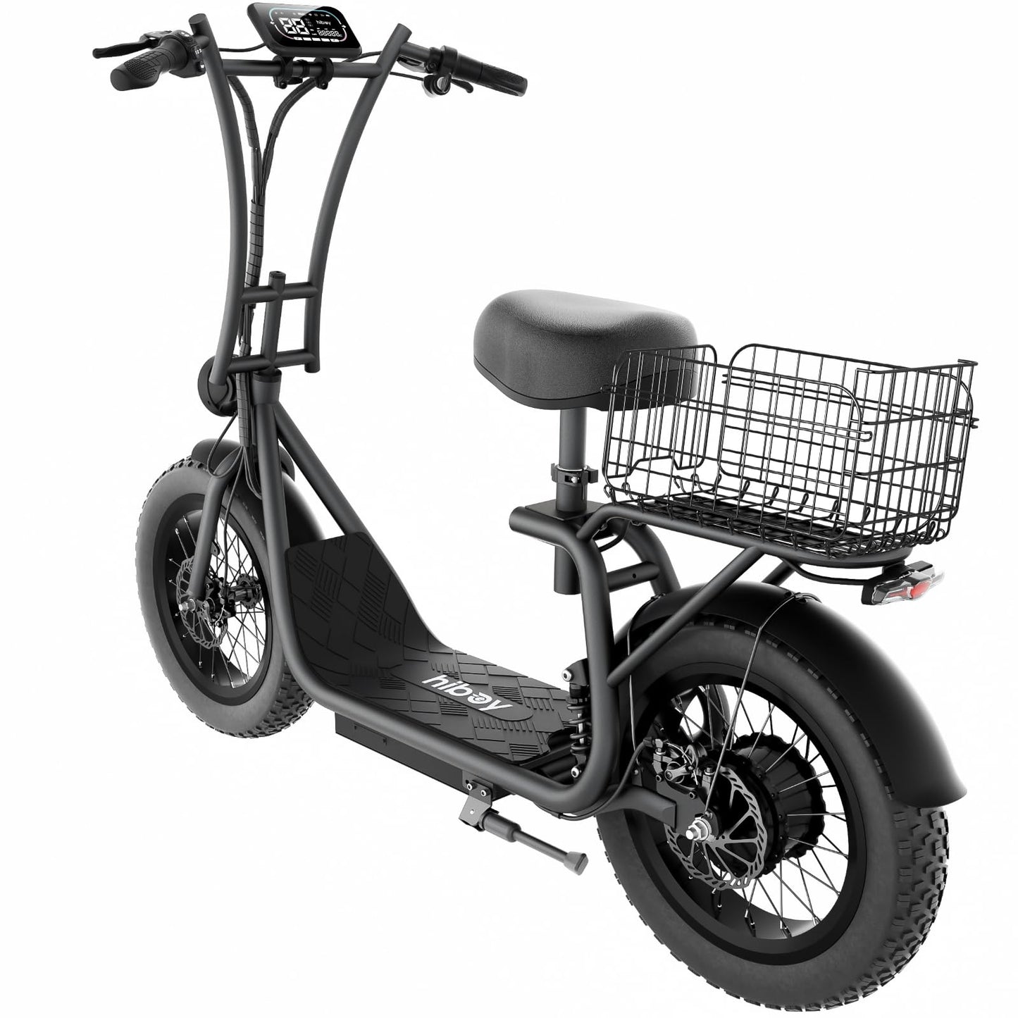 Hiboy Electric Scooter for Adults w/Seat & Rear Basket, 810W Motor, 25MPH, 34mi Range, 16" All-Terrain Tires (Snow/Mud), Dual Disc Brakes, UL2272-3-in-1 Commuter/Shopping/Off-Road E-Scooter