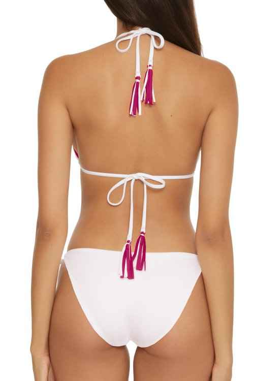 BECCA Women's Standard Modern Edge Reversible Triangle Top and Tie Side Bottom Bikini Set, Adjustable, Two Piece Swimsuits, Pomegranate