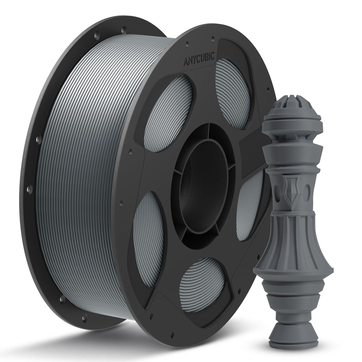 ANYCUBIC PLA Plus (PLA+) 3D Printer Filament 1.75mm, High Toughness 3D Printing Filament, Dimensional Accuracy +/- 0.02mm, Print with Most FDM 3D Printers, 1KG Reusable Spool, Texture Gray