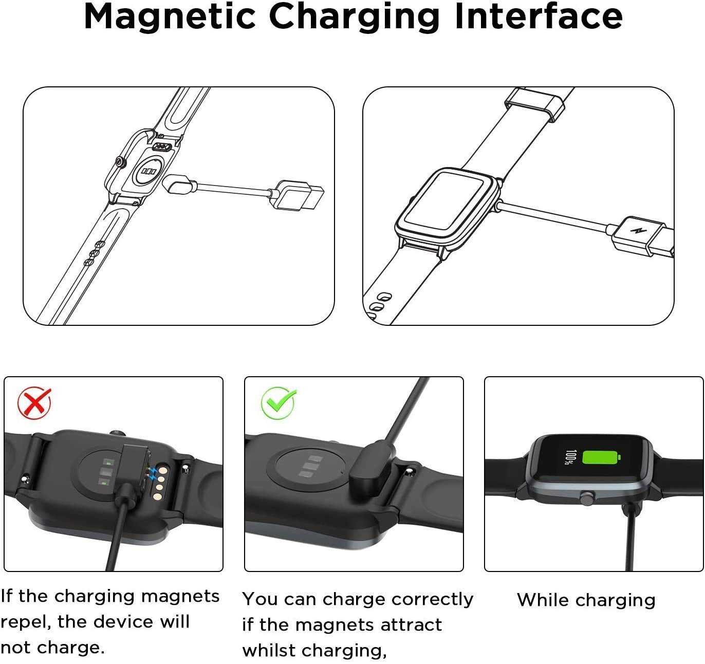 Banlvs Smart Watch Charger Cable - Magnetic Usb Replacement Compatible With Smaiit Y22 Watch & Banlvs Y22 (Black)