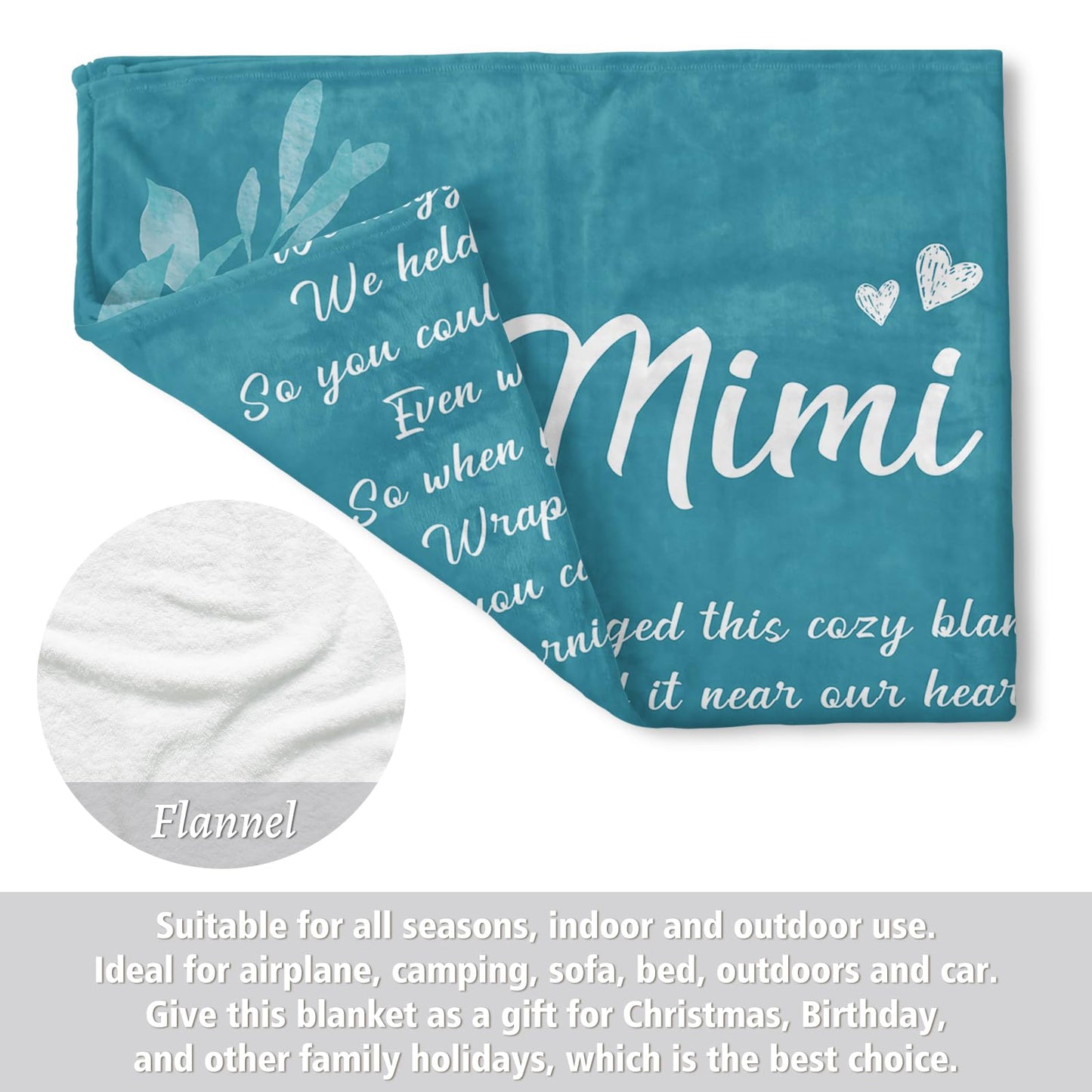 Afterprints Mimi Gifts Blanket, Birthday Gifts for Mimi, Mimi Gifts for Grandma on Grandparents Day, Soft Flannel Throw Blankets 50" x 60"