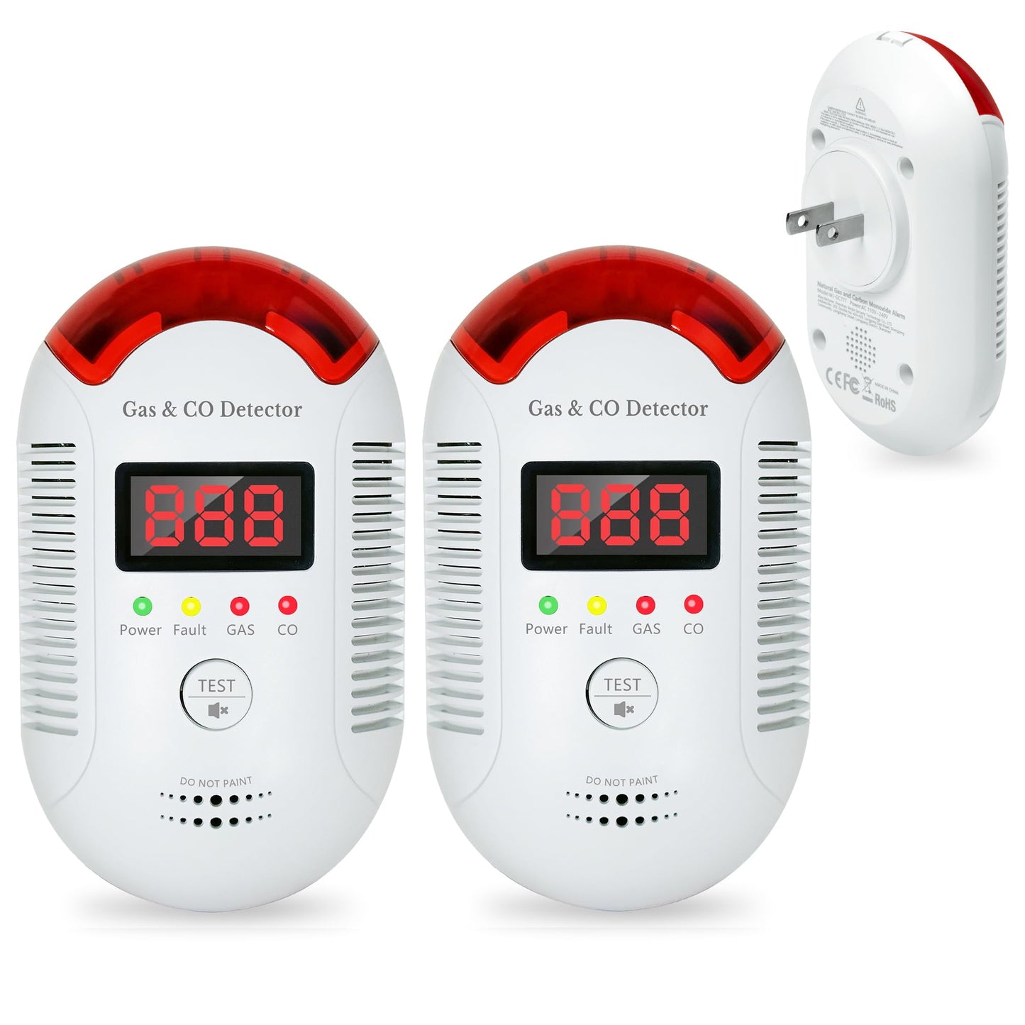 GQIRIL Gas and Carbon Monoxide Detector - Natural Gas Leak and Smoke CO Detector Portable Plug in, 2-in-1 Carbon-Monoxide Combination Alarm with Light - Natural for Home Kitchen Car RV Travel Garage