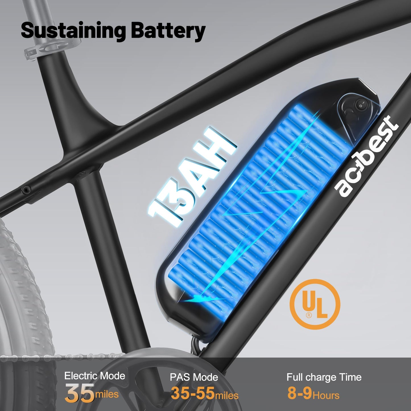 ACTBEST Race Electric Bike for Adults 21-Speed 26" Ebike,Peak 750W Brushless Motor, 22MPH, 468Wh 13AH Removable Battery, Up to 55 Miles, Commuting Mountain Electric Bicycle with Fork Suspension,26B