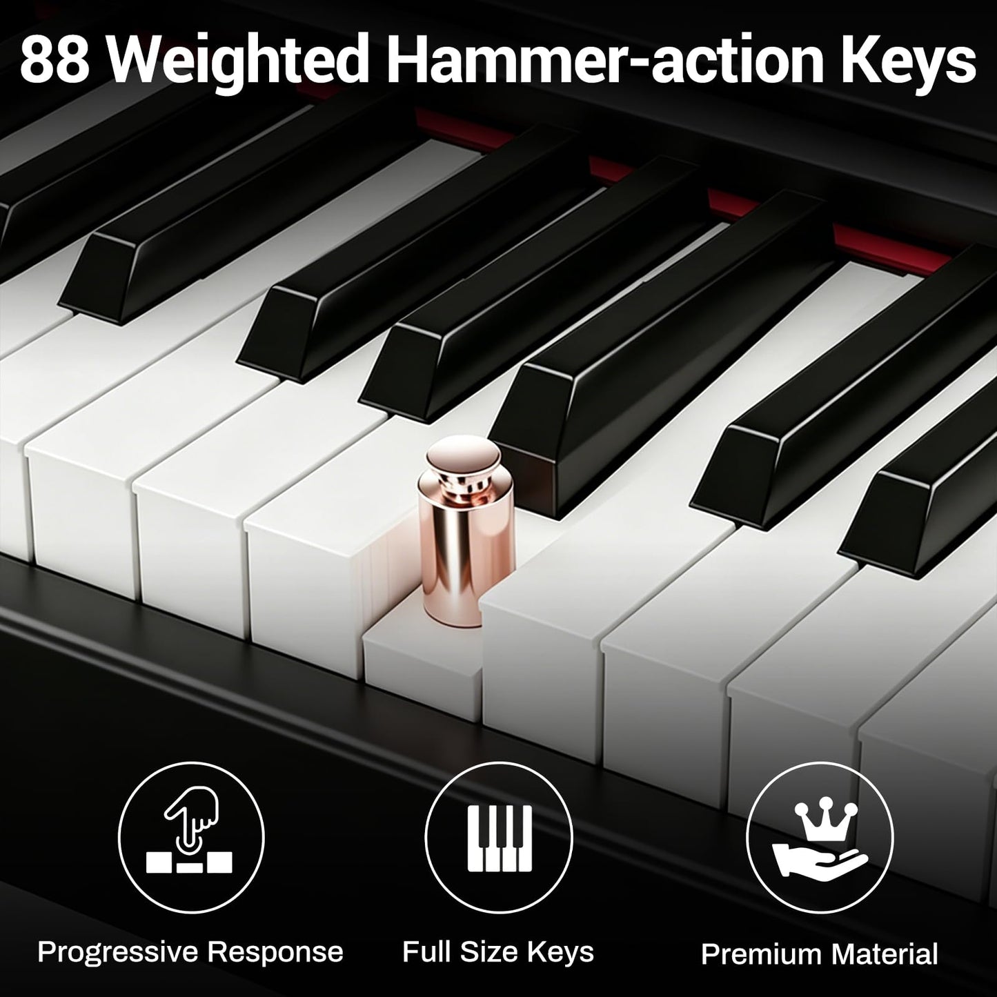 MOSEN Digital Piano 88-Key Weighted Keyboard with Hammer Action, Portable Electric Piano Set with X Stand, Recording Headphone Mode, Sustain Pedal, Music Rest, Dual Keyboard for Beginner, MDP-80D
