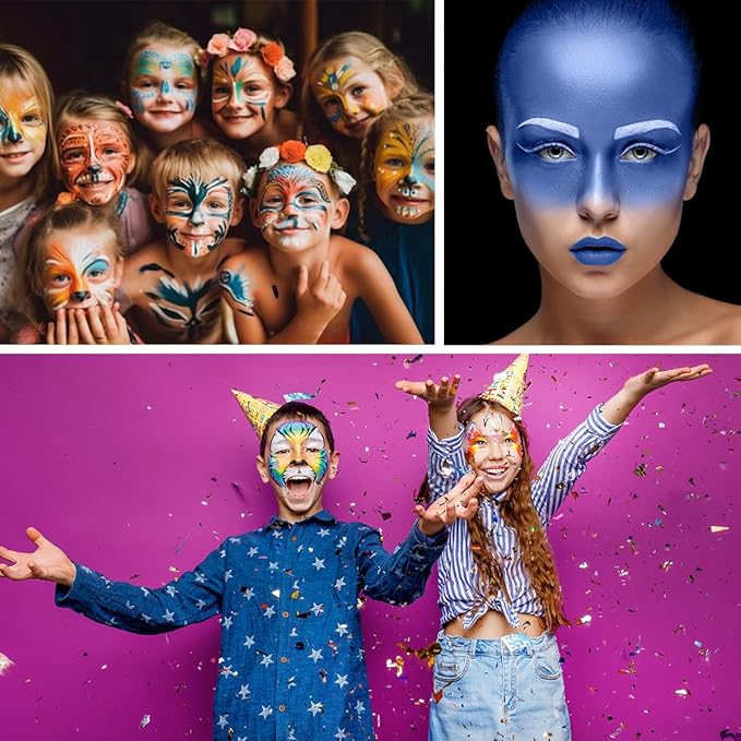 Bowitzki 30g Professional Face Paint Body Paint Water Based Face painting Makeup Safe for Kids and Adults Split Cake Single Color (Metallic White)