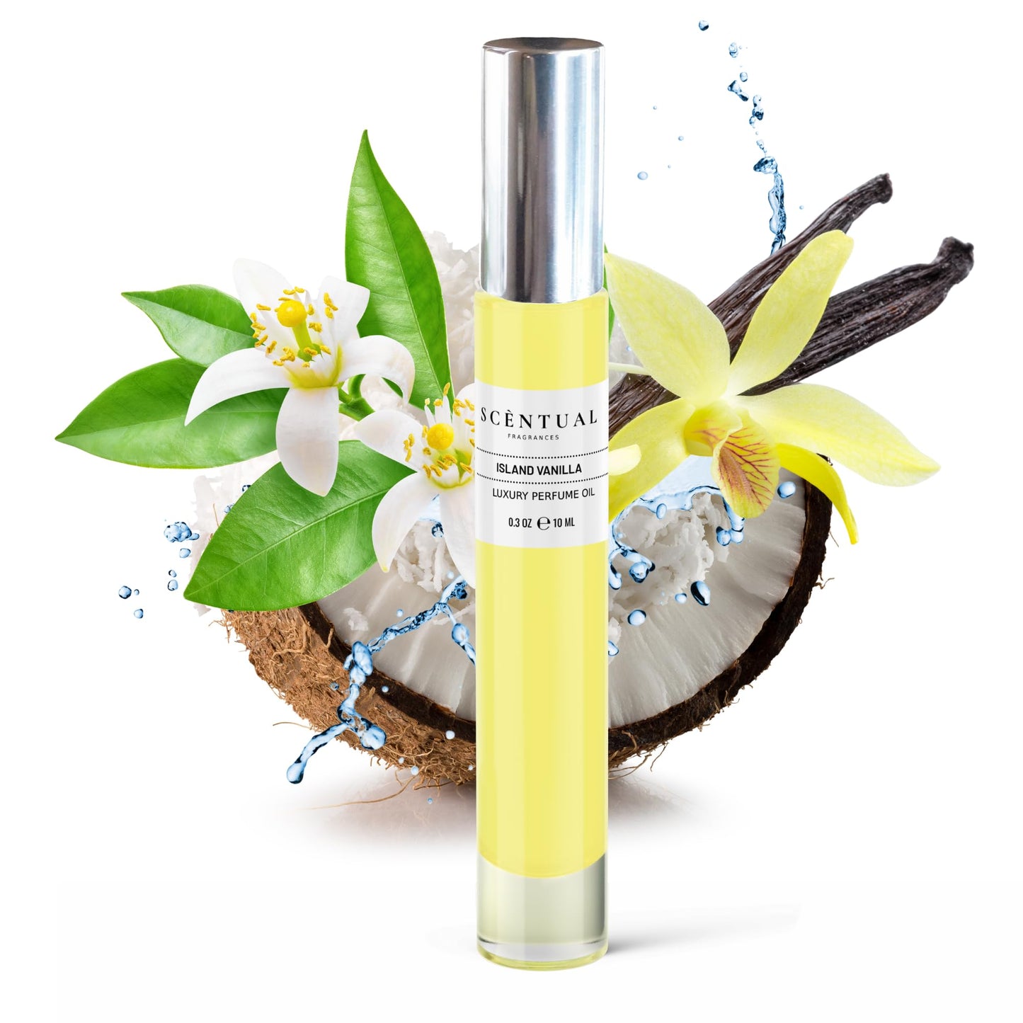 Scentual Fragrances, Luxury Perfume Oil, Ultra-Concentrated Women Roll-On Fragrance Oil, Long Lasting Rollerball Travel Mini Perfume, Vegan, Alcohol & Cruelty Free 10ml (Island Vanilla)