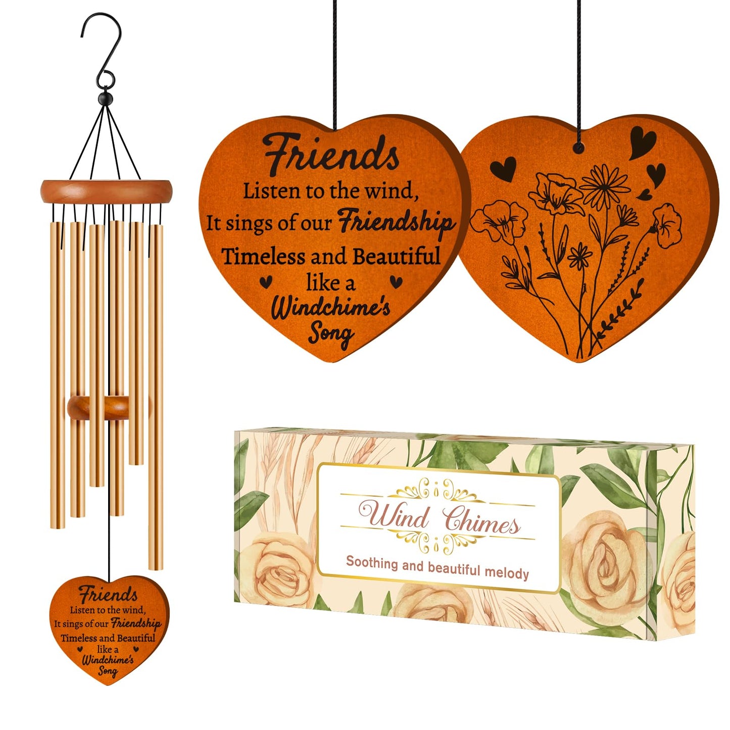 Best Friend Birthday Gifts for Women, Ideas Friendship Gifts for Women, Unique Wind Chimes for BFF, Soul Sister, Unique Outdoor Garden Decor for Female