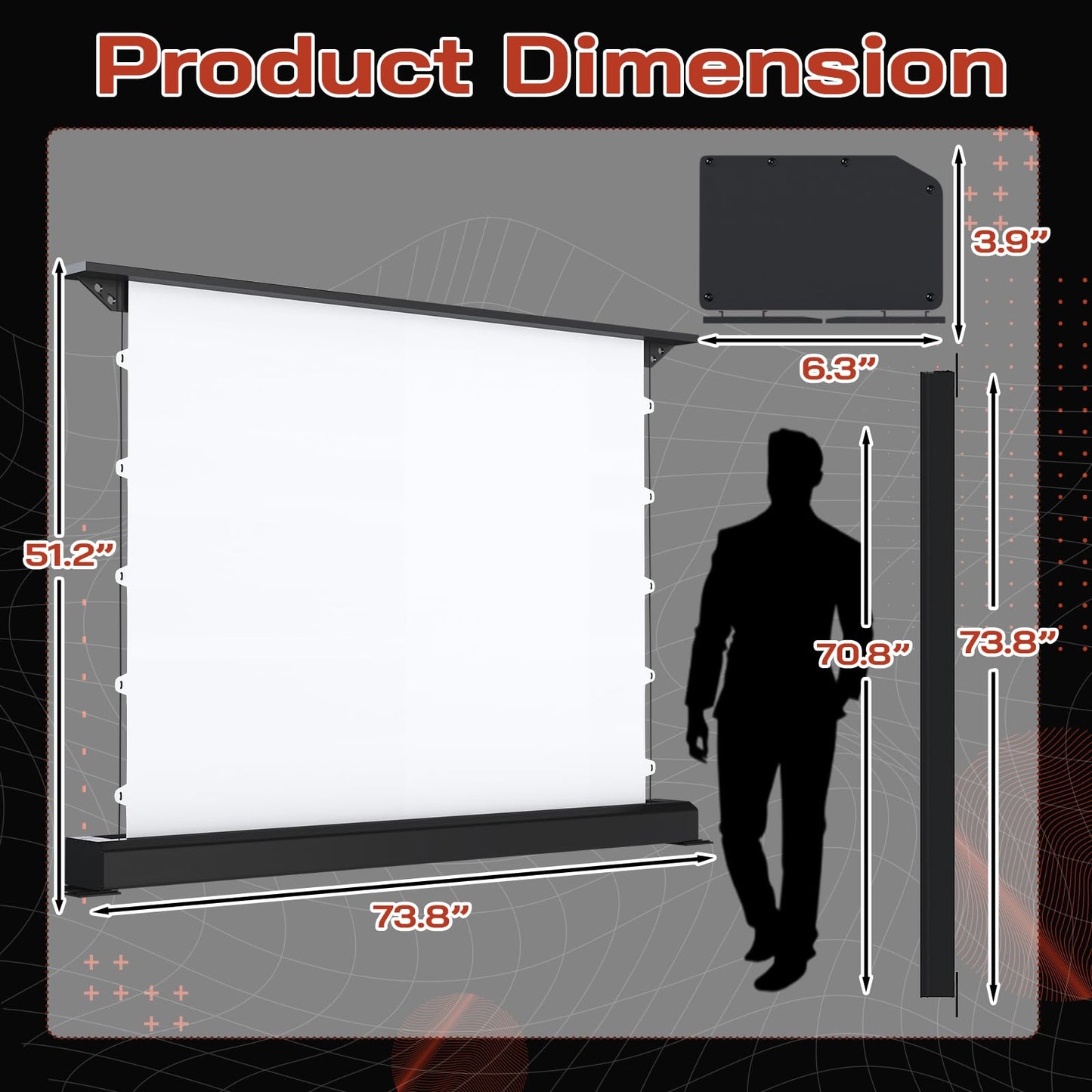 YODOLLA 72 inch Projector Screen Motorized Floor Rising 16:9 HD Retractable ALR Electric Projector Screen 4K3D Automatic Pop Up Projection Screen with Remote Movie Screen for Indoor MeetingHomeTheater