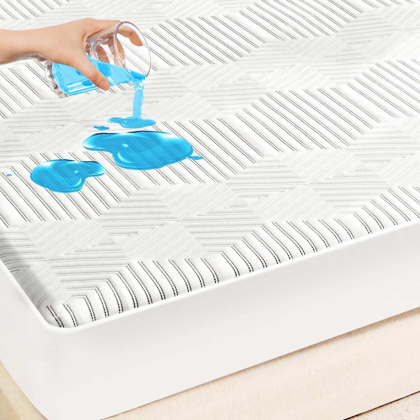 blunique Waterproof Mattress Protector Full Size, Deep Pocket up to 22 Inches, Breathable 3D Air Layer Fabric, Soft Mattress Cover for Bed, Gray 54x75 inches